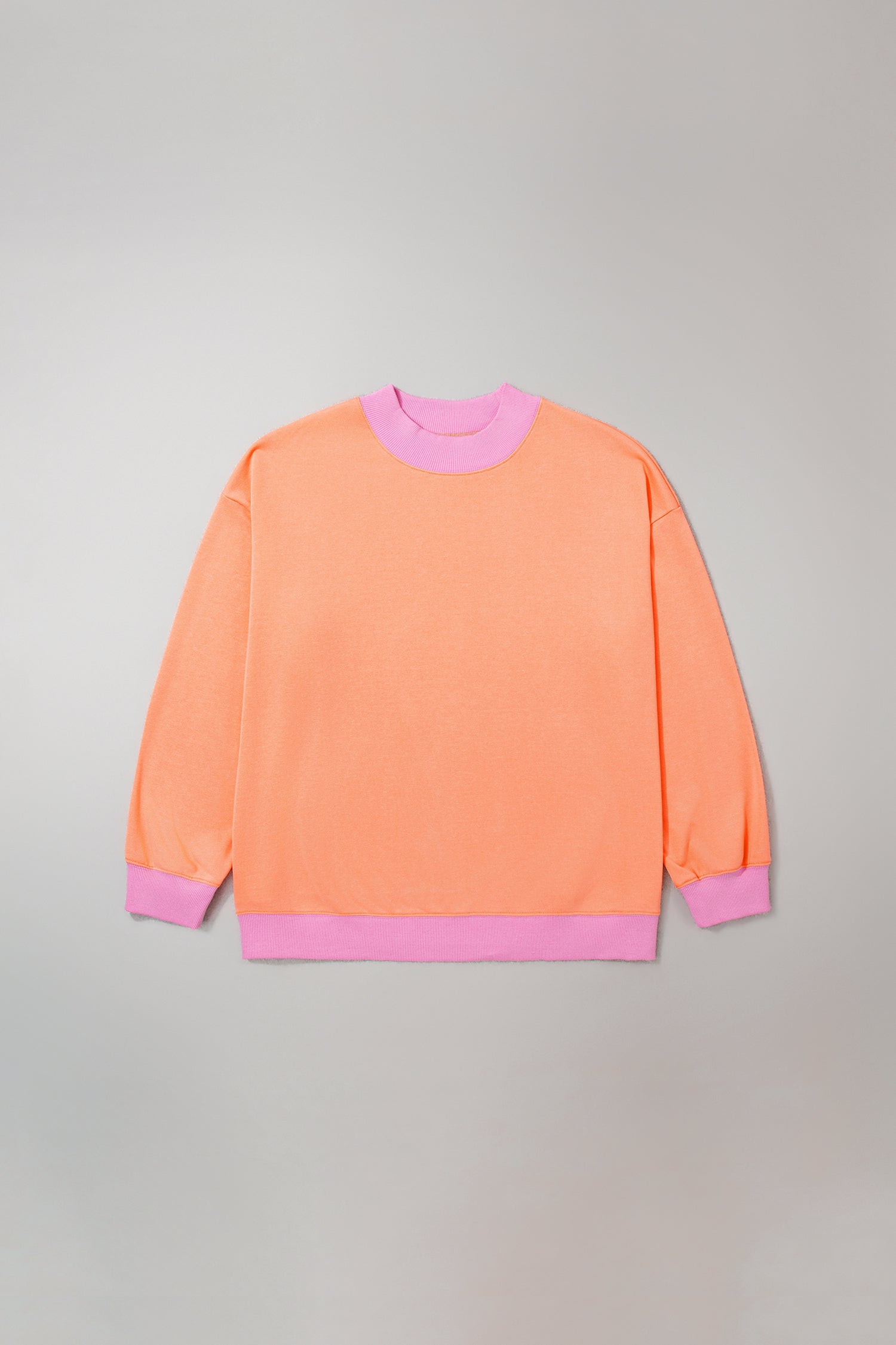 Pink Color Block Contrast Trim Plus Size Sweatshirt