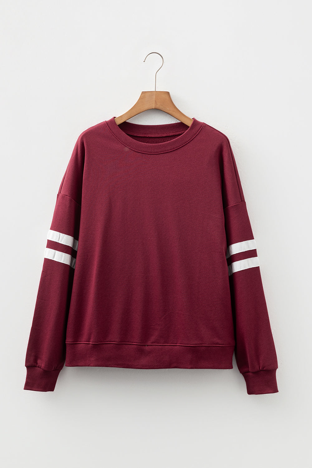 Fiery Red Varsity Striped Detail Drop Shoulder Oversized Sweatshirt