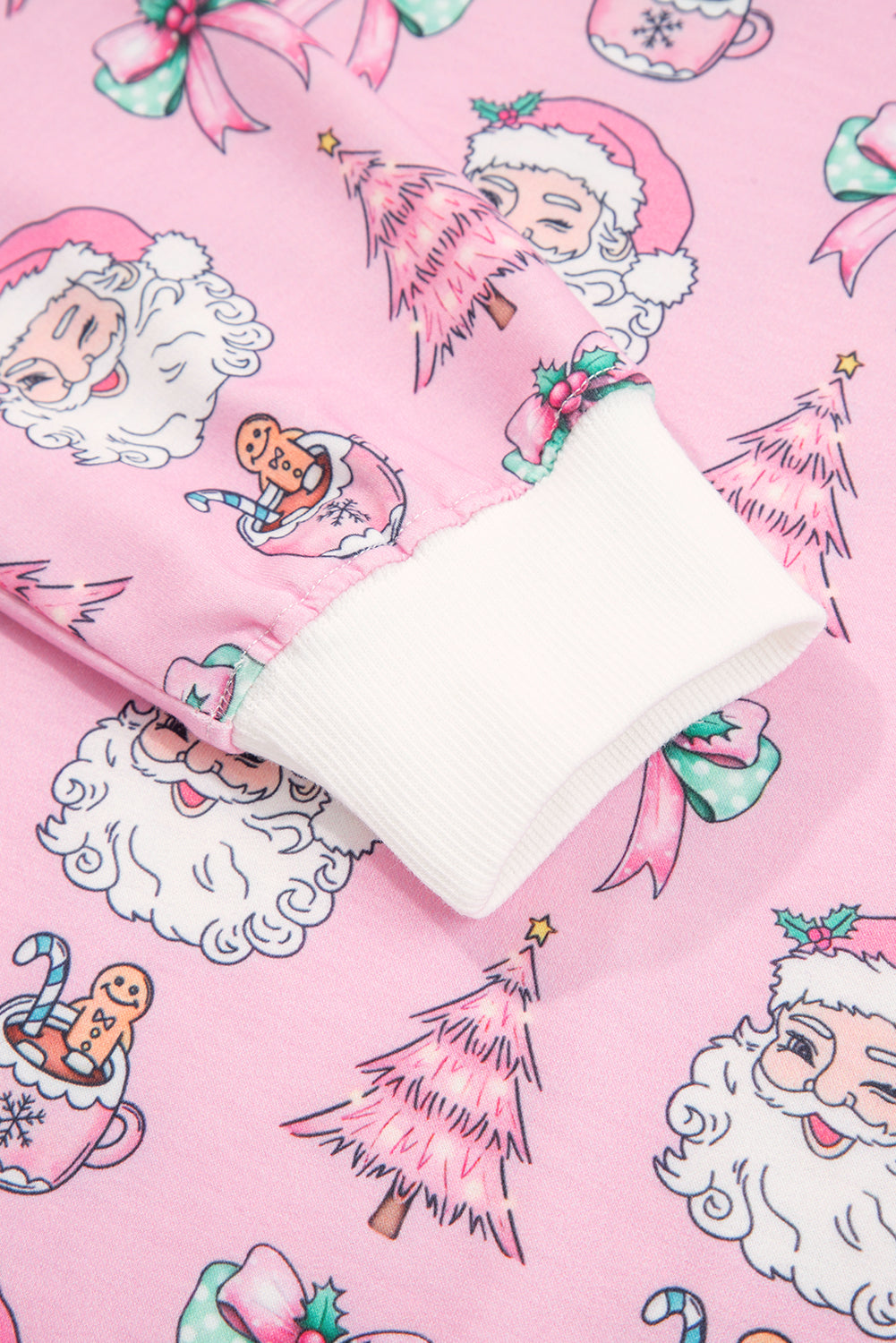 Pink Santa Claus Graphic Christmas Tree Pajama Set