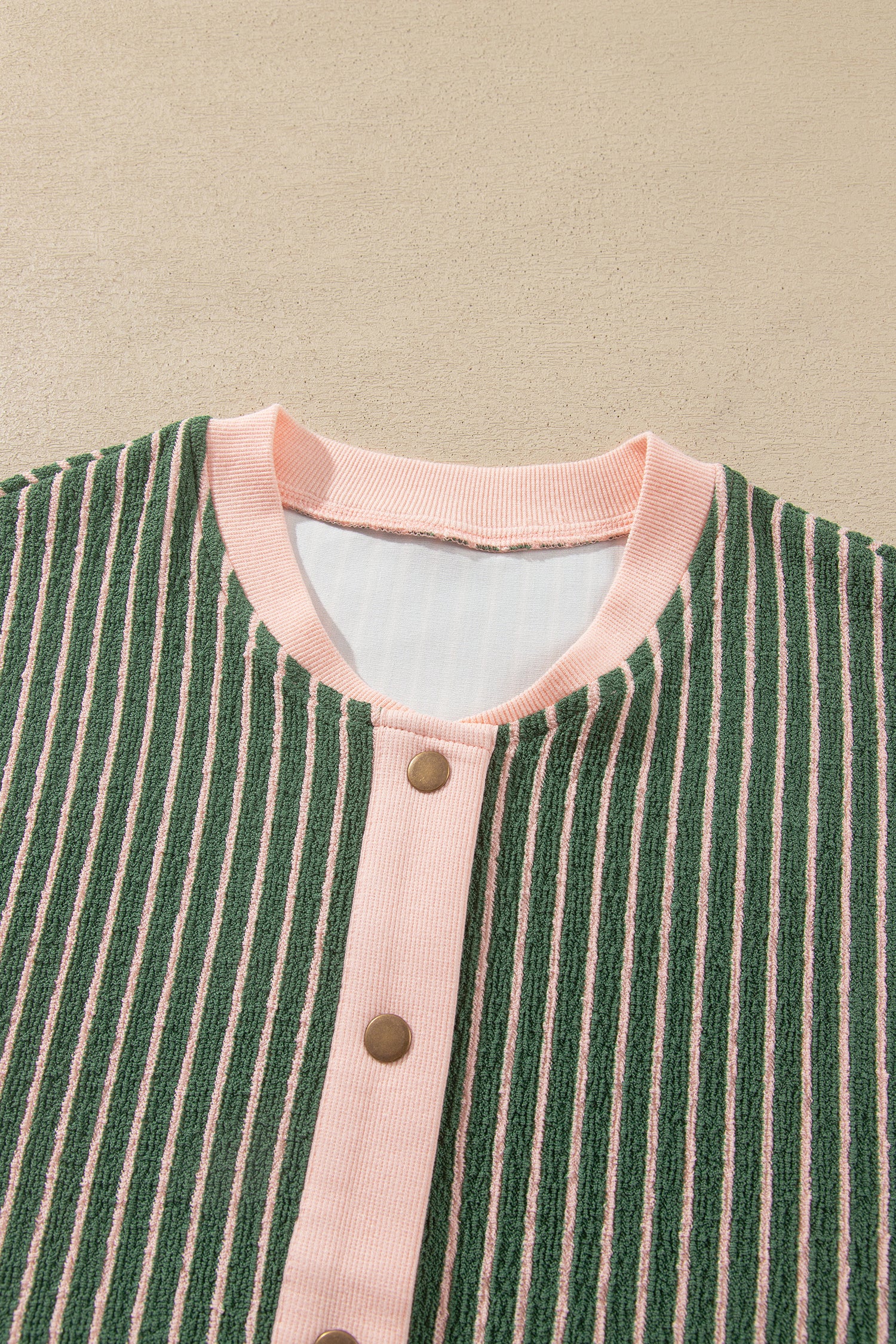 Green Stripe Striped V Neck Patchwork Long Sleeve Regular Fit Cardigan
