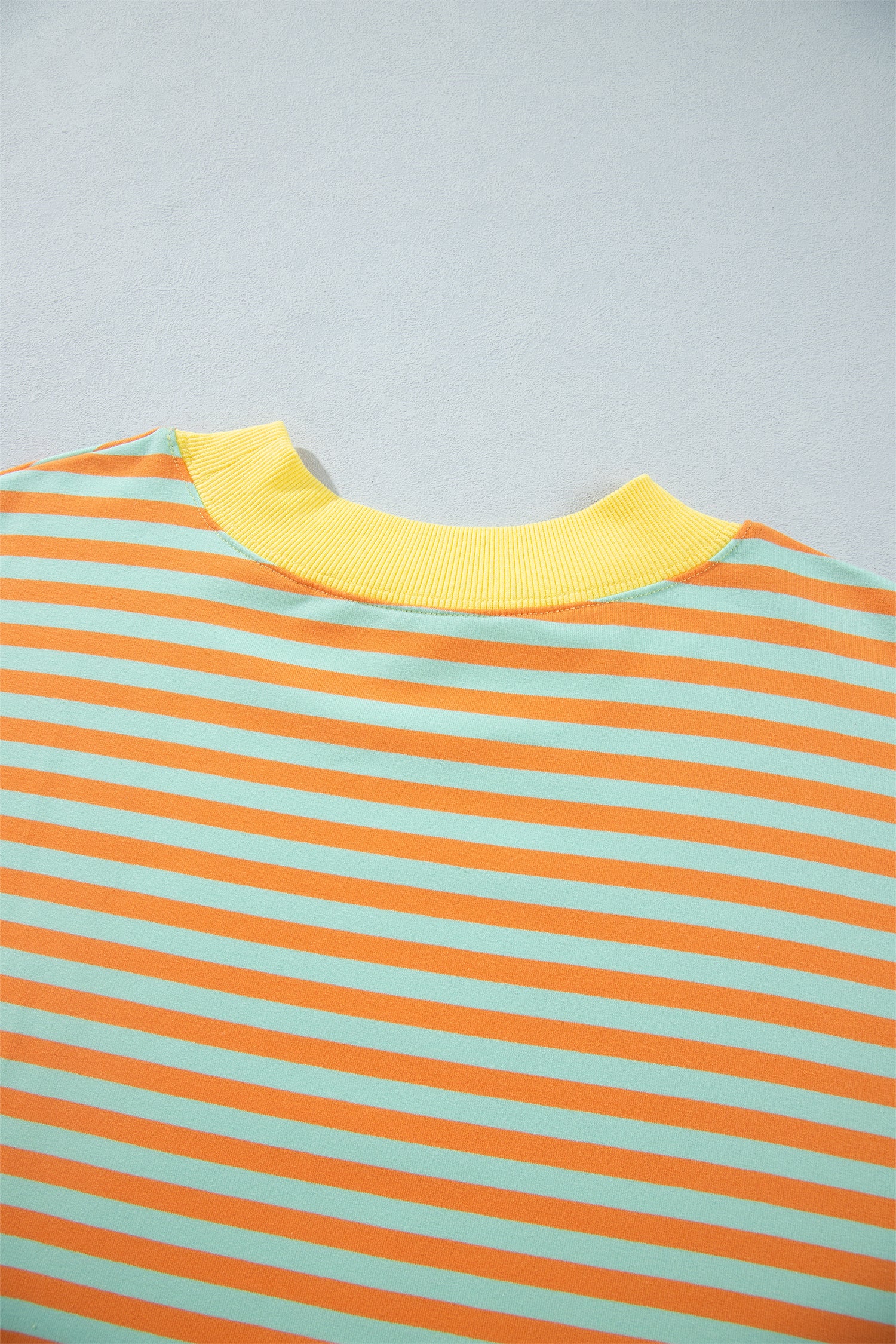 Orange Stripe High Neck Striped Colorblock Tunic Plus Size Sweatshirt