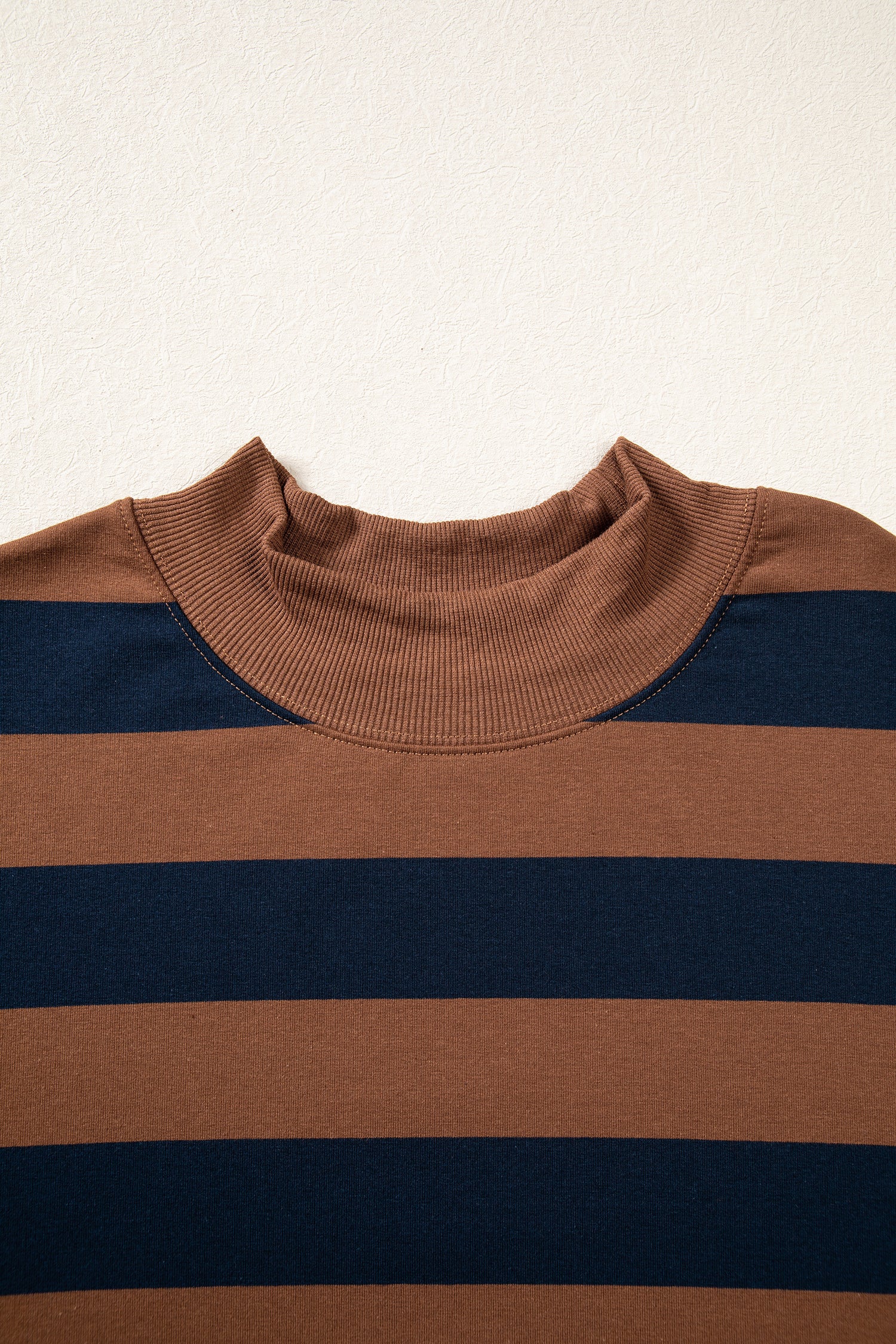 Orange Stripe Colorblock Mock Neck Relaxed Sweatshirt