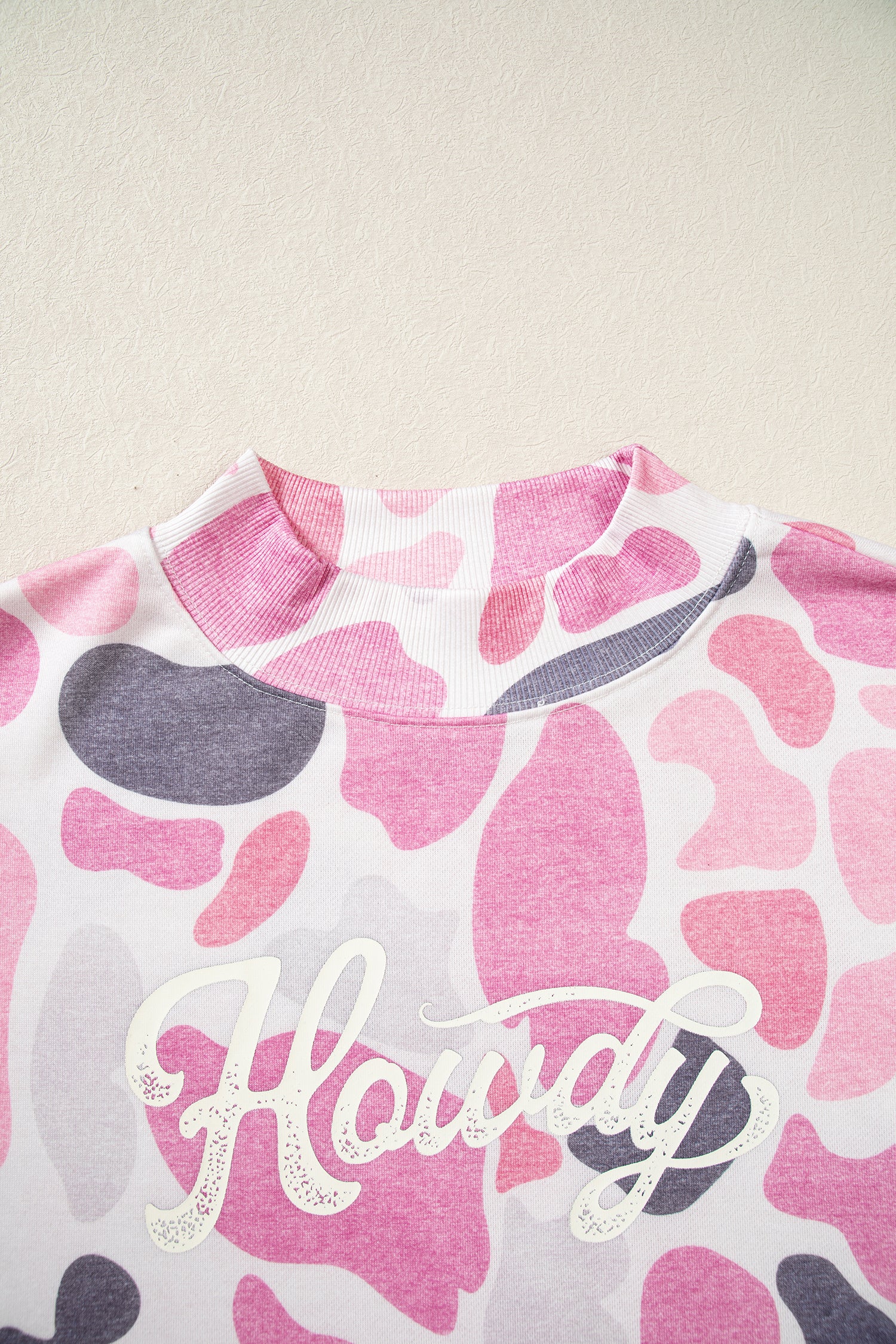 Multicolour Camo Print Howdy Western Style Baggy Pullover Sweatshirt