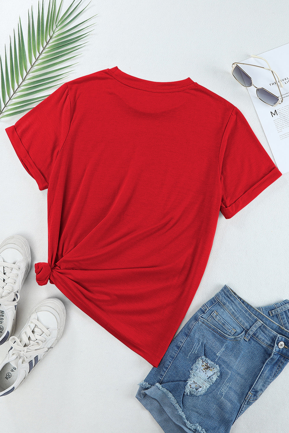 Yellow Cream Casual Plain Crew Neck Tee