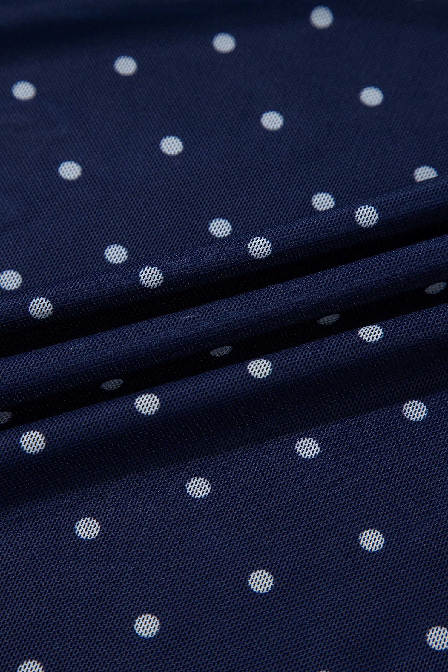 Blue Off Shoulder Polka Dot Mesh Long Sleeve Sheath Top