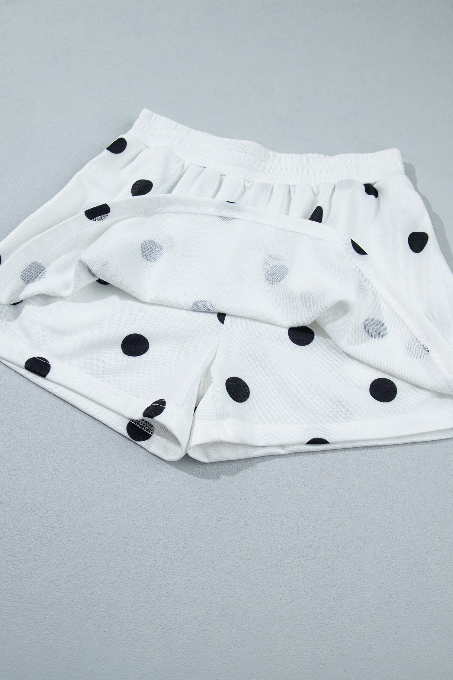 Brown Polka Dot Raw Hem Relaxed Pullover Loose Skort Two Piece Set