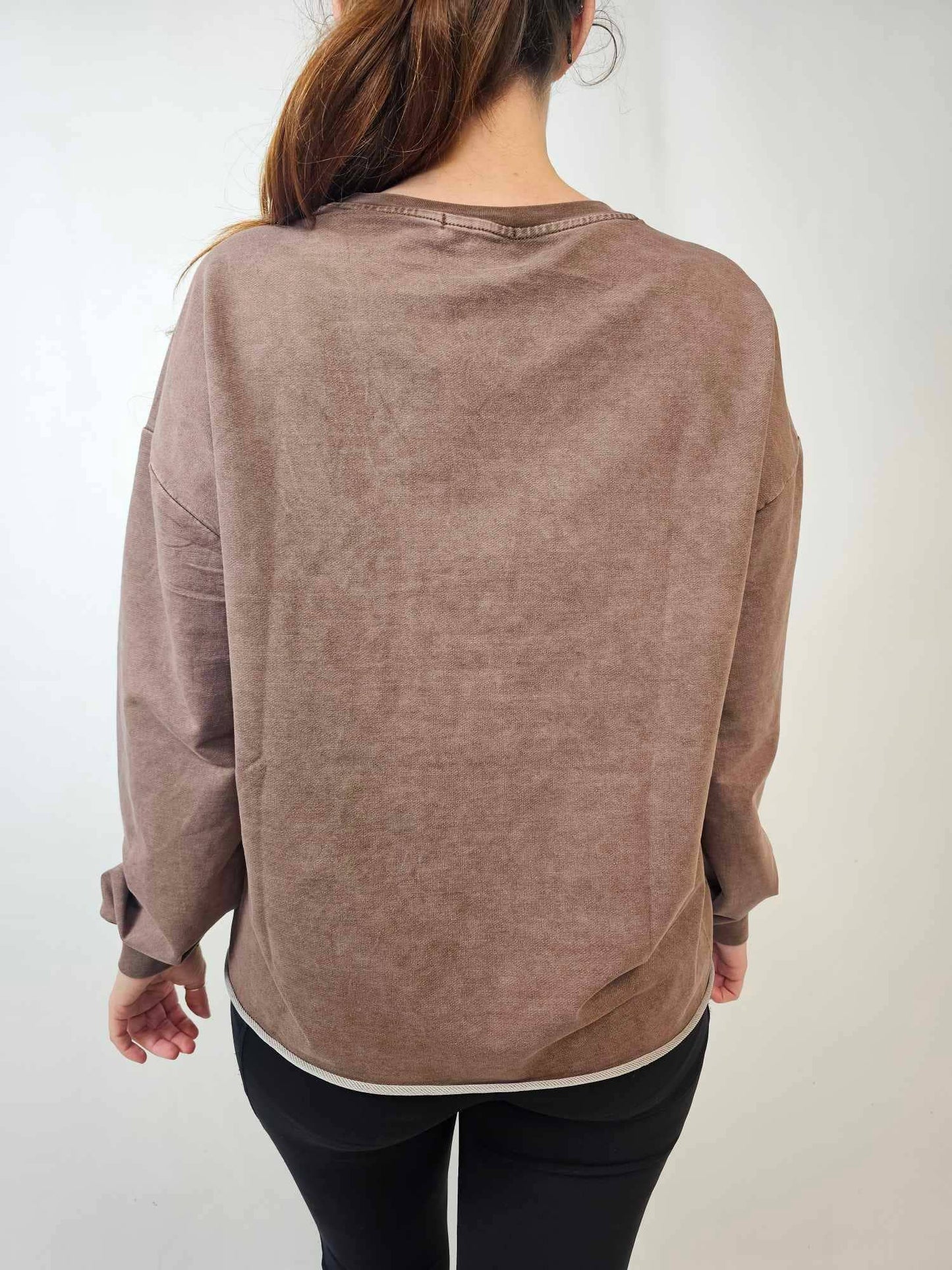 Long Sleeve Sweatshirt -Rust Brown