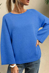 Pink Solid Color Knit Loose Bracelet Sleeve Dolman Sweater