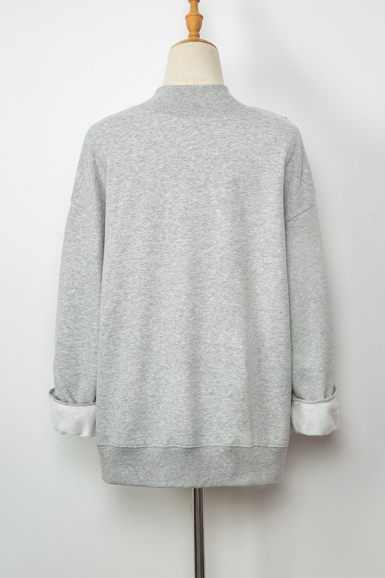 Tillandsia Purple Solid Color Oversized Mock Neck Sweatshirt