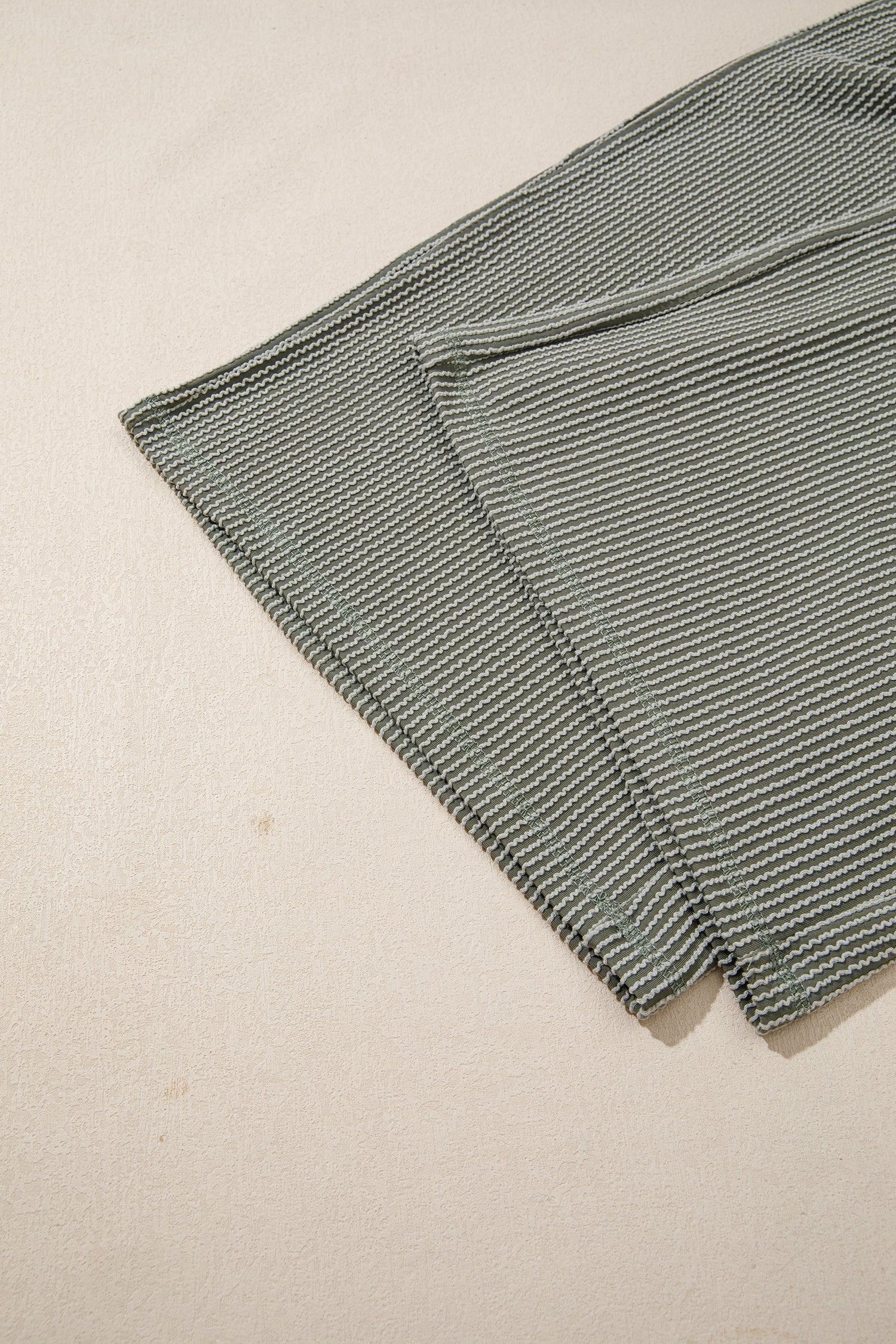 Four Leaf Clover Twisted Ribbed Exposed Seam Detail V Neck Pullover Plus Size Pant Set
