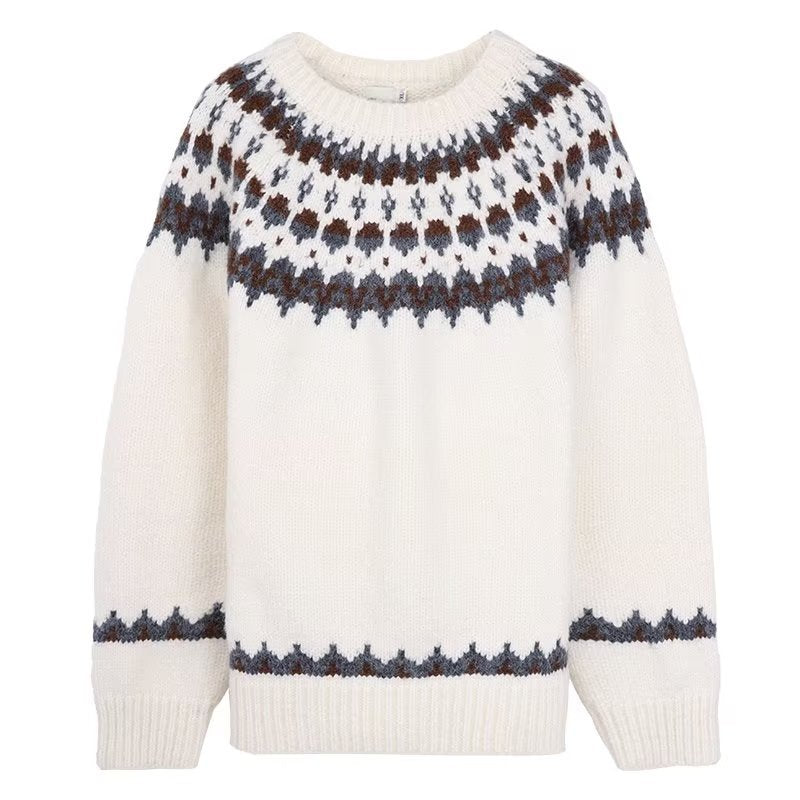 Retro Contrast Color Sweater Knitwear