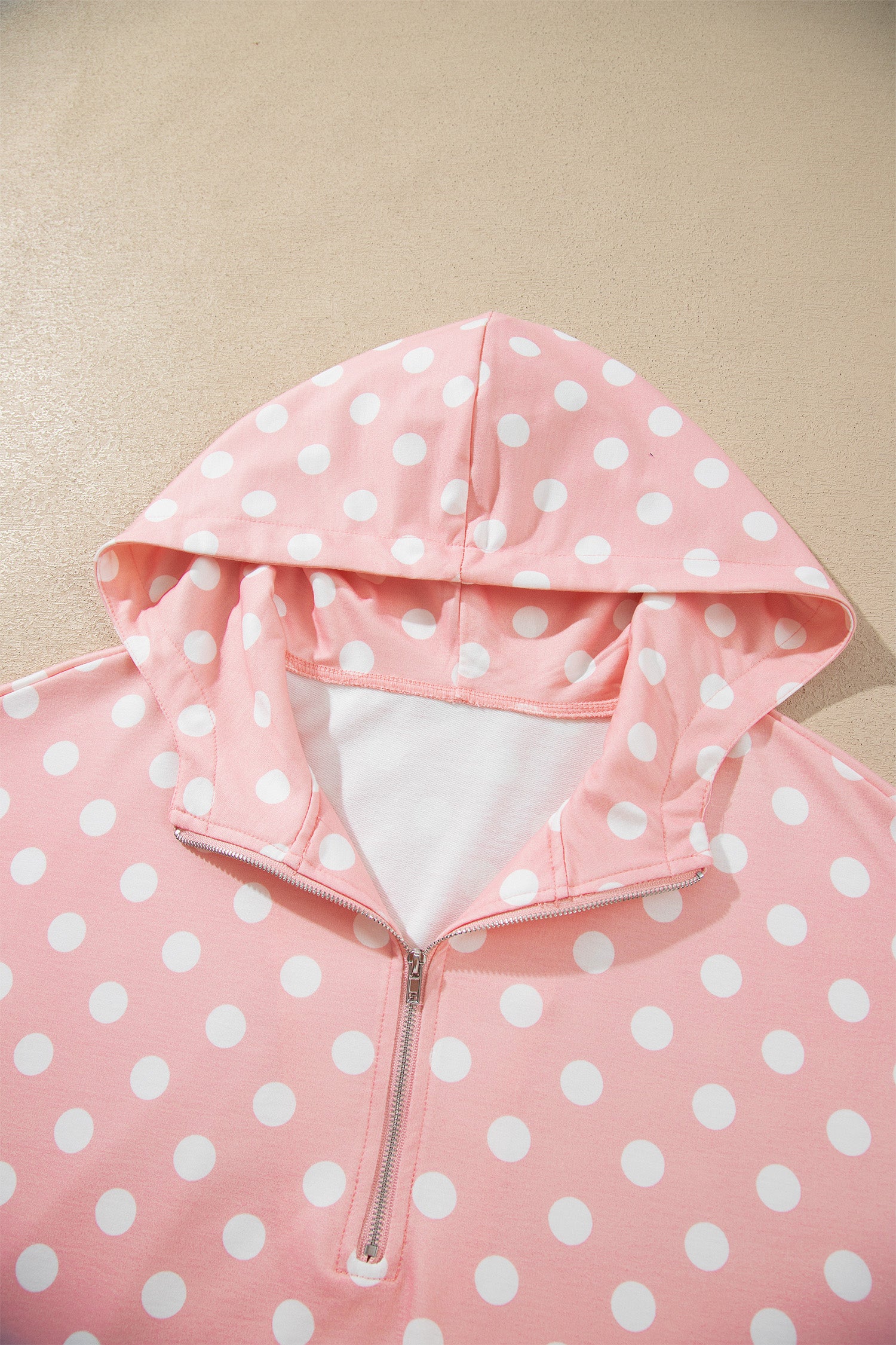 Orange Polka Dot Hooded Long Sleeve Top Casual Mini Skort Set