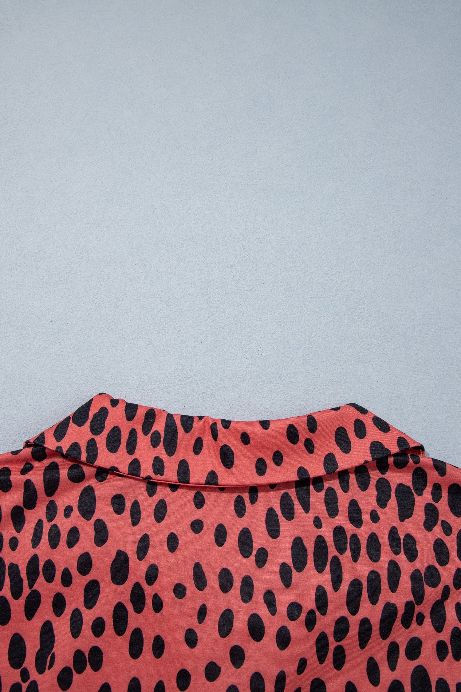 Red Leopard Print Long Sleeve V Neck Plus Size Midi Dress