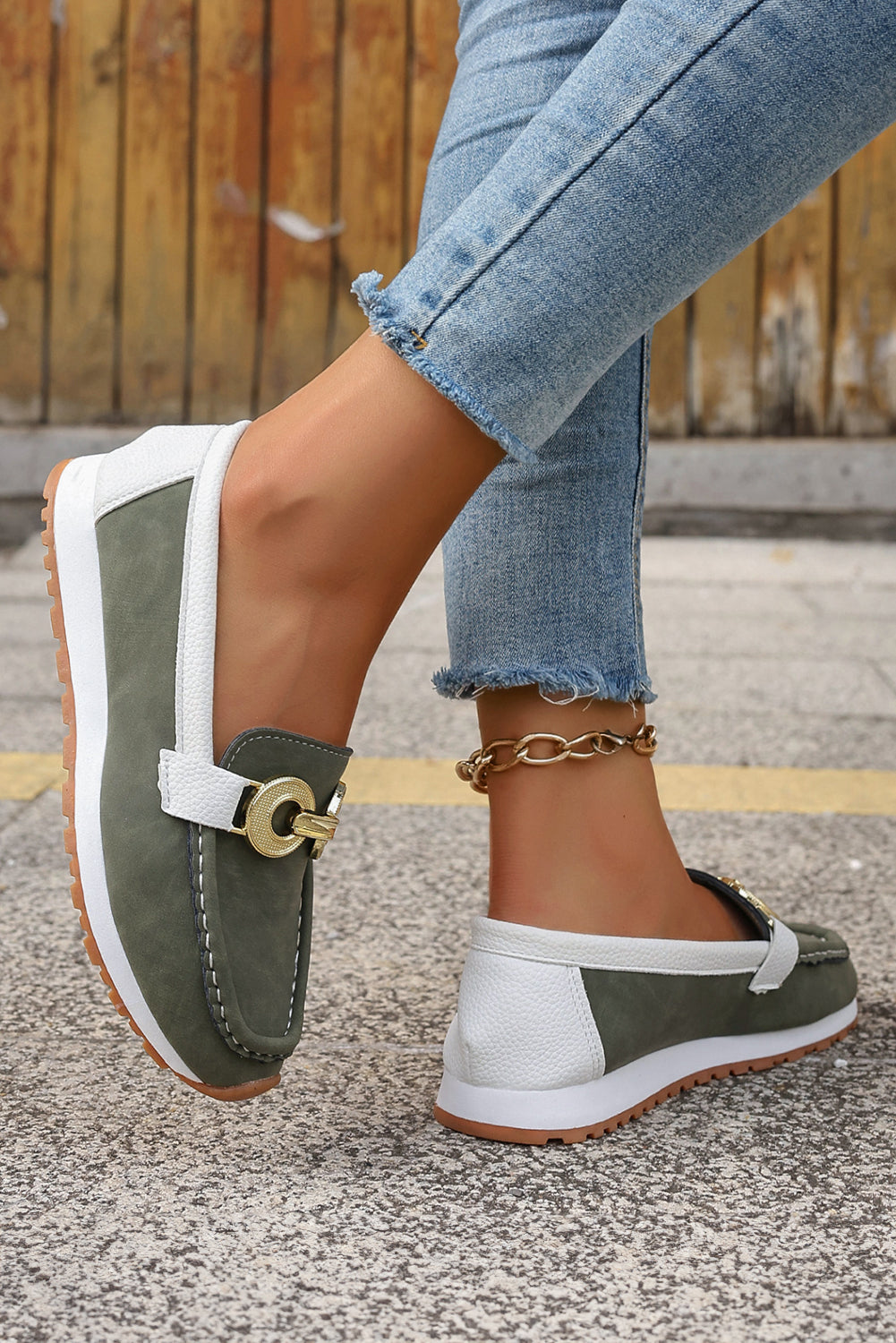 Blackish Green Stitching Patchwork Casual Shoes