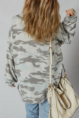 Multicolour Camouflage Print Exposed Seam Drop Shoulder Sweatshirt