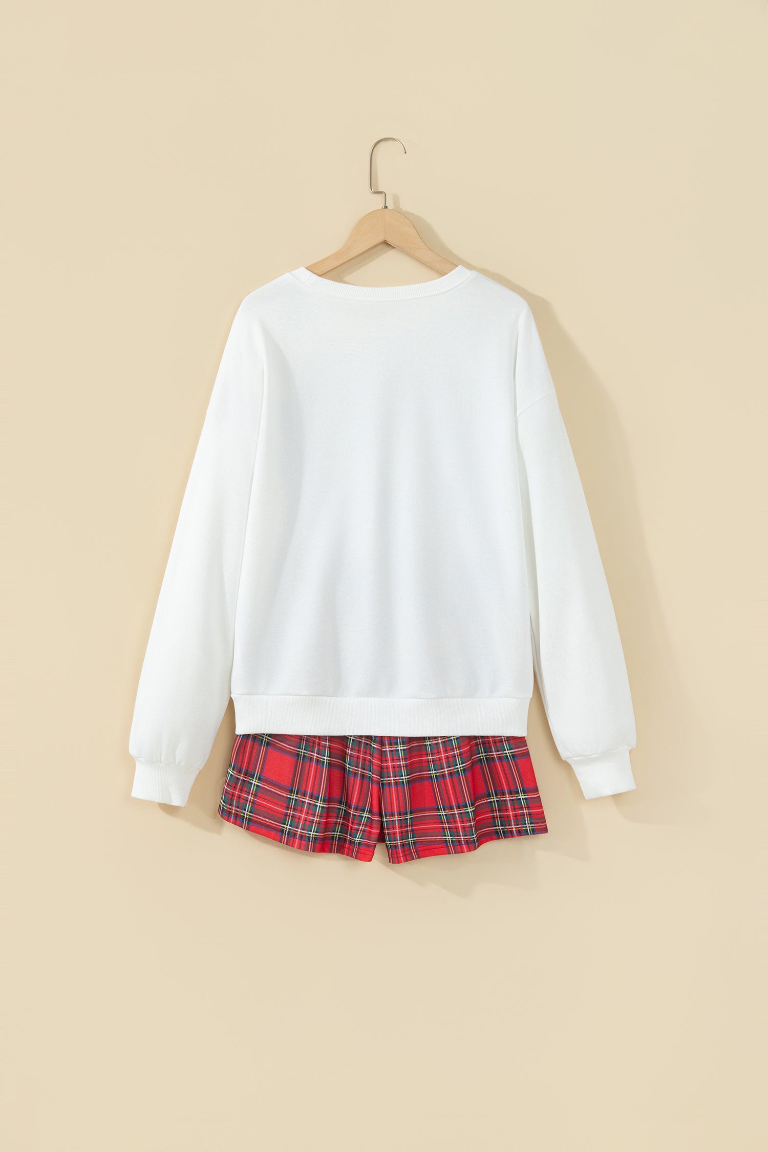 Red Plaid MERRY Holiday Long Sleeve Top and Shorts Set