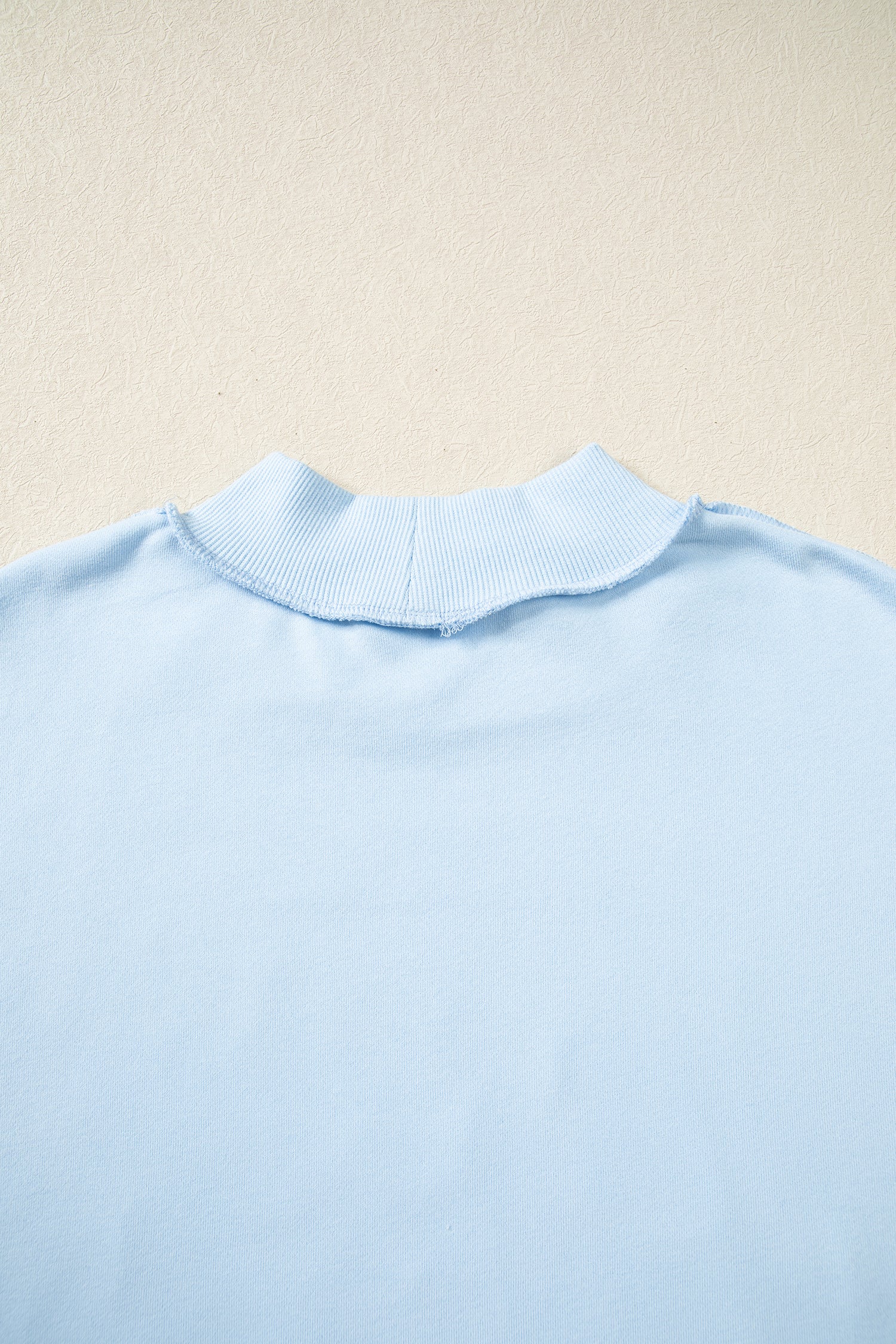 Mist Blue Jesus Saves Slogan Print Stand Neck Baggy Sweatshirt