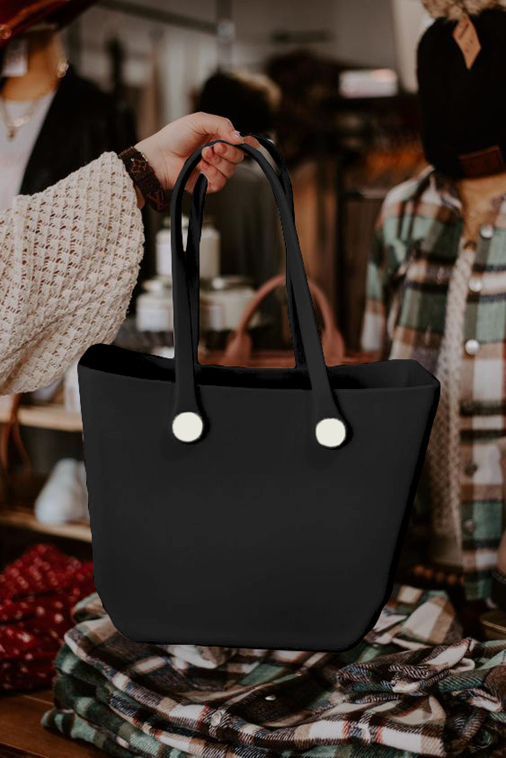 Black Waterproof EVA Rubber Portable Tote Bag