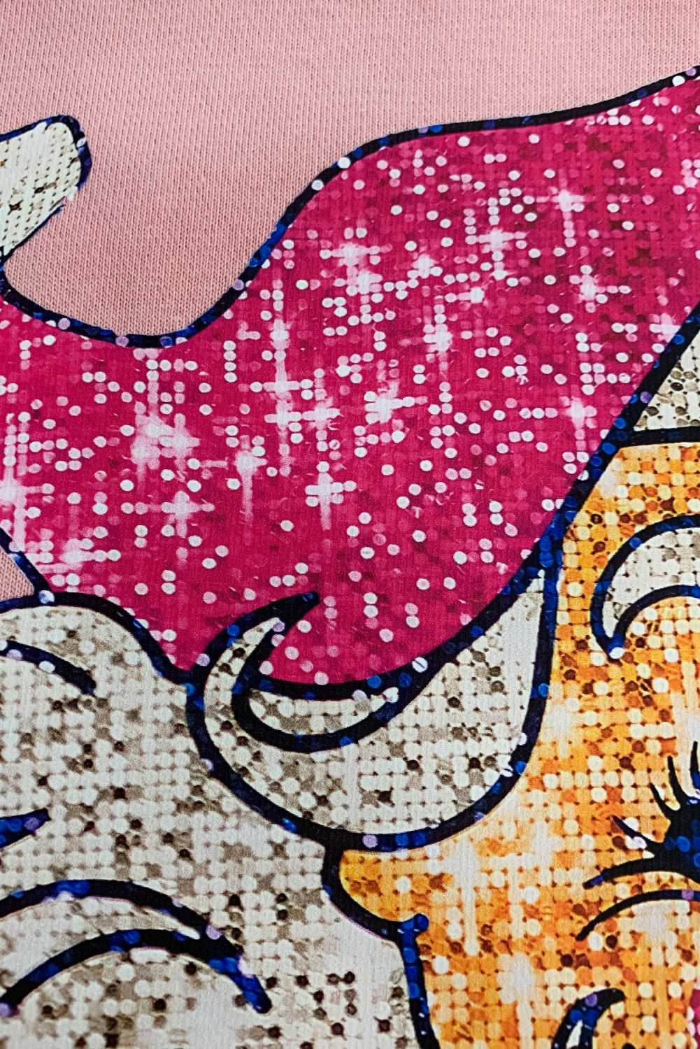 Pink Christmas Santa Claus Graphic Heat Transfer Printing Drop Shoulder Sweatshirt