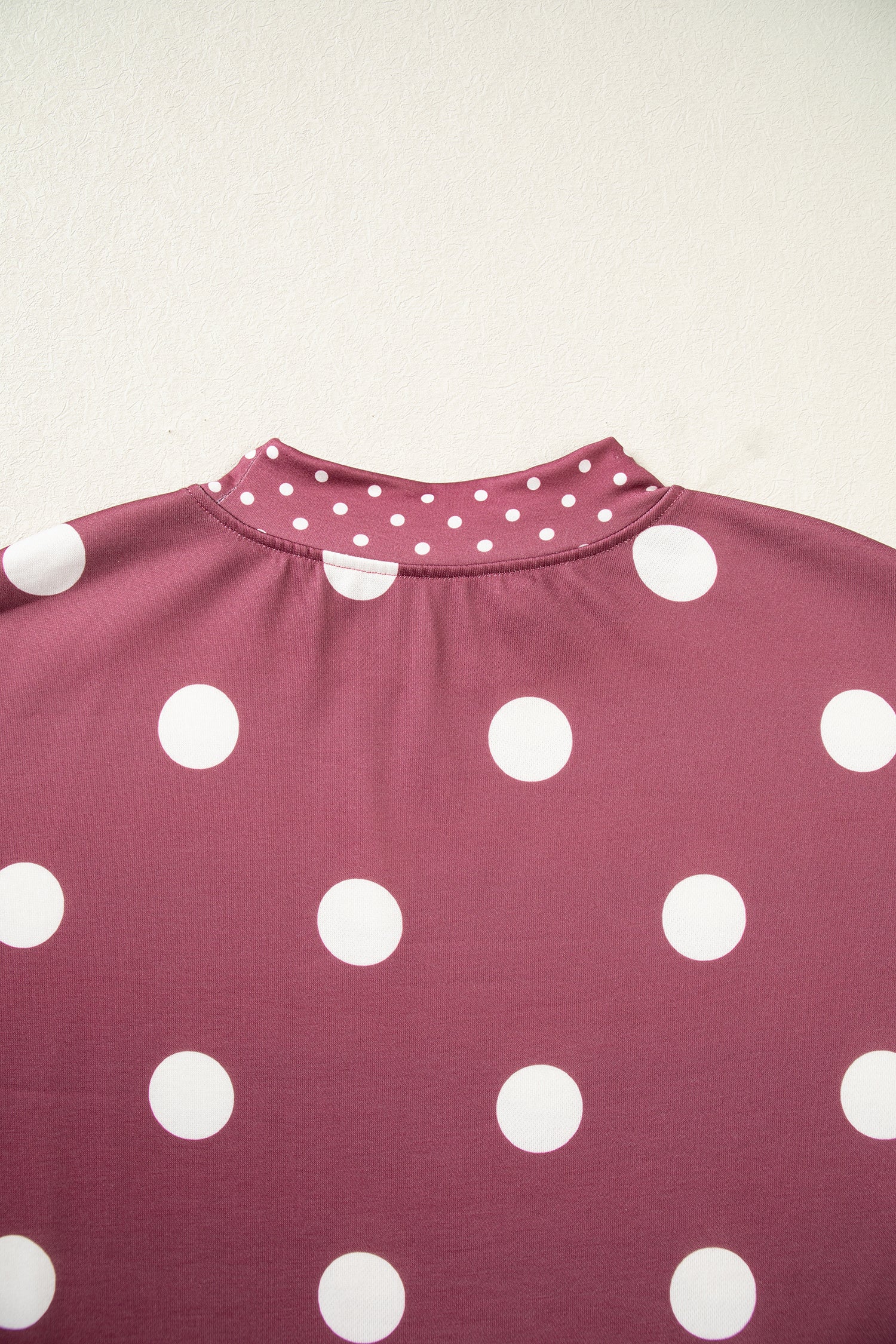 Pink Polka Dot Print Contrast Detail Oversized Tunic Sweatshirt