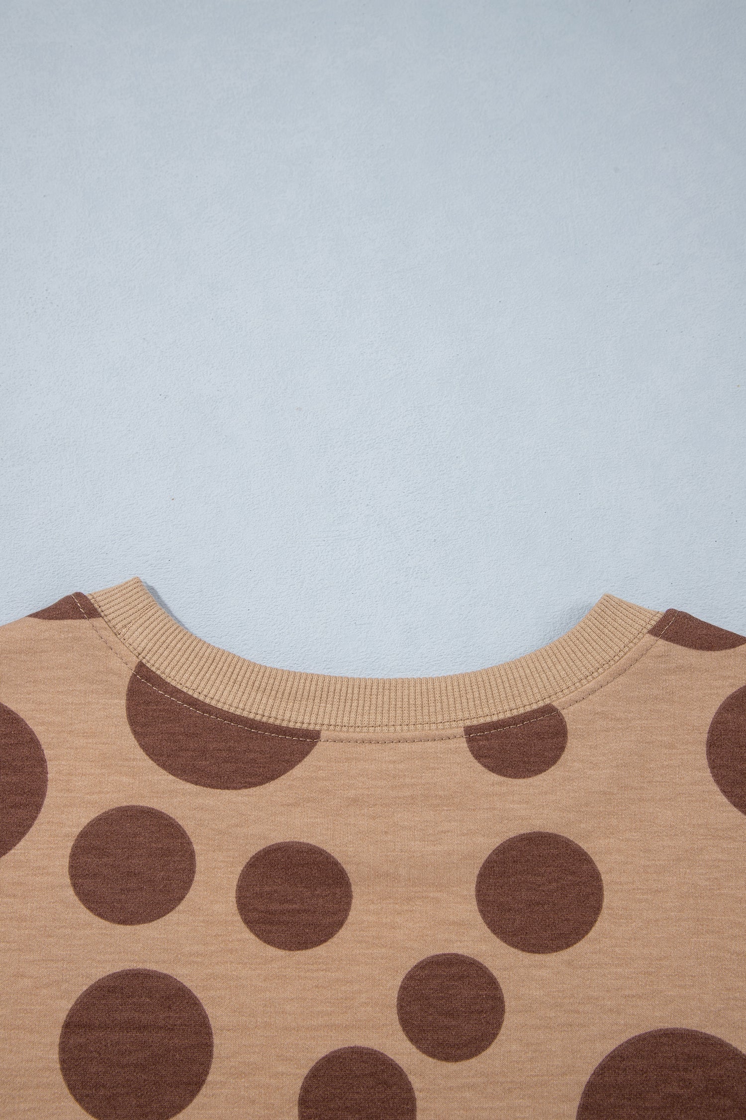 Khaki Polka Dot Long Sleeve Top Drawstring Relaxed Pants Set