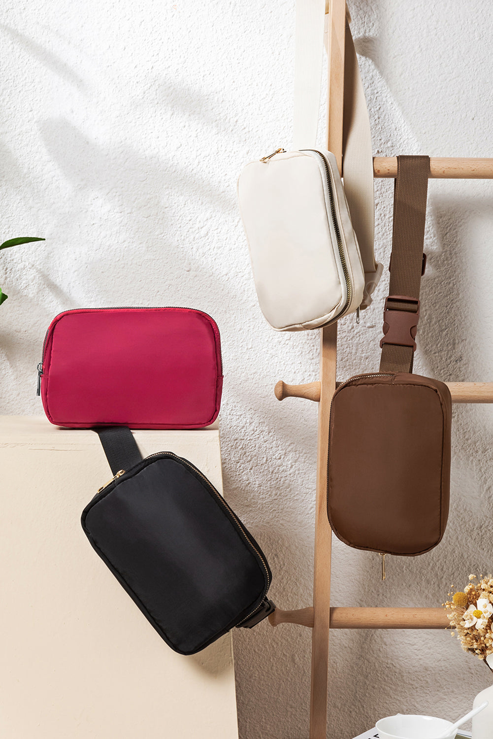 Khaki Waterproof Zipped Crossbody Bag