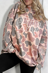 Multicolour Embroidered Slogan Camo Pullover Sweatshirt