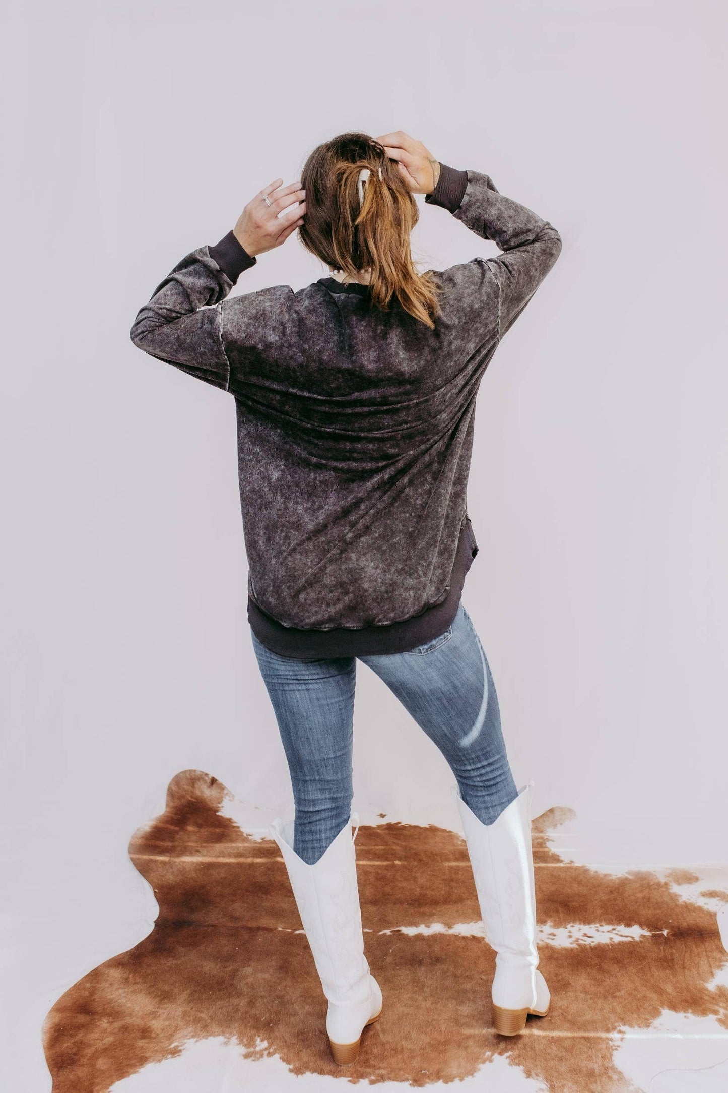 Basic Acid Washed Sweatshirt - Charcoal