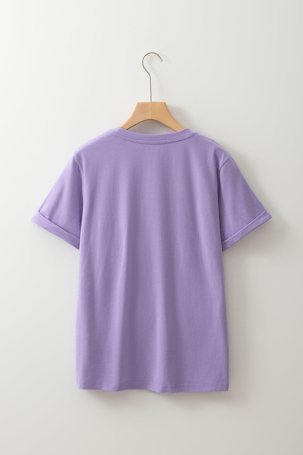 Yellow Cream Casual Plain Crew Neck Tee