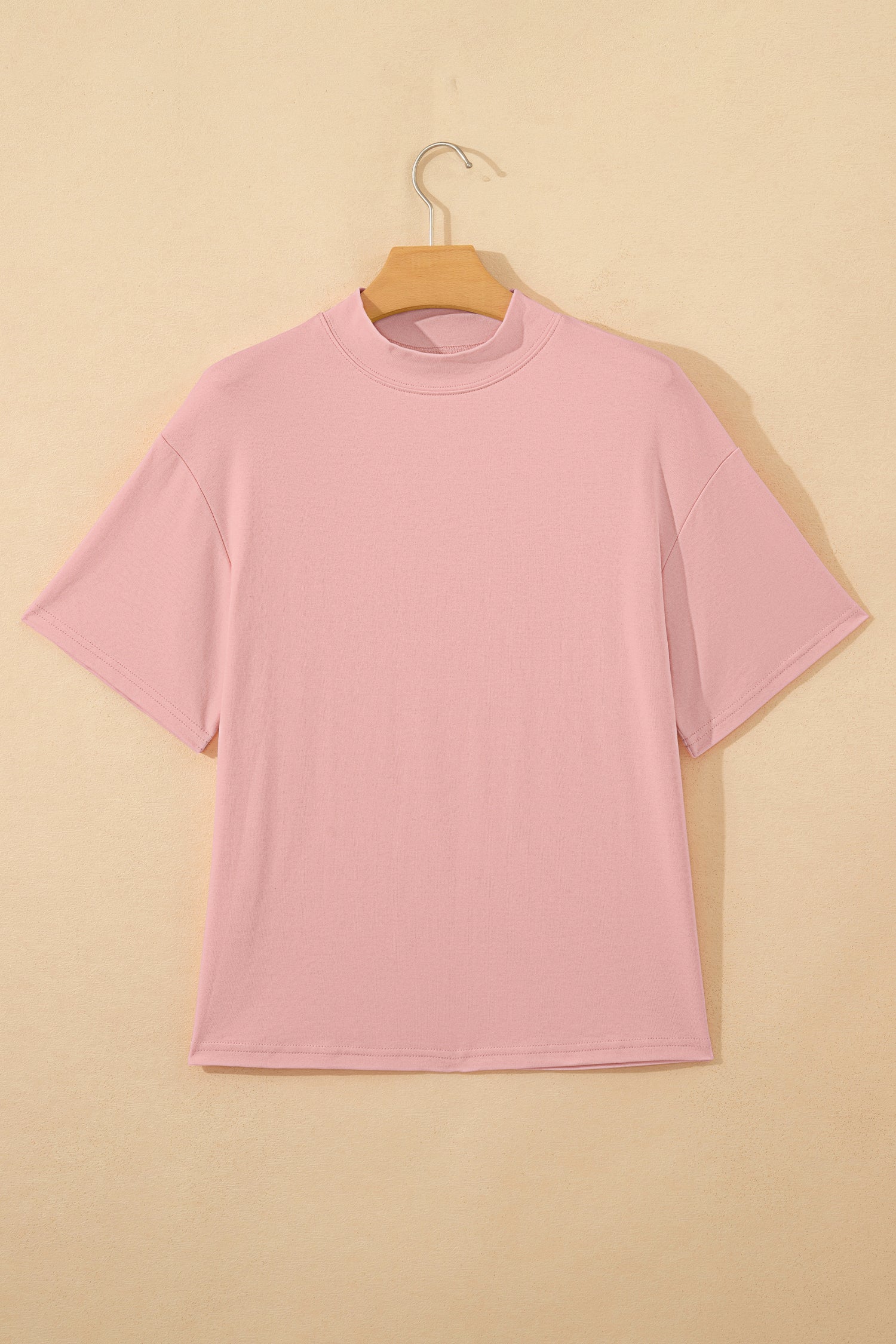 Dark Blue Solid Color High Neck Oversize Tee