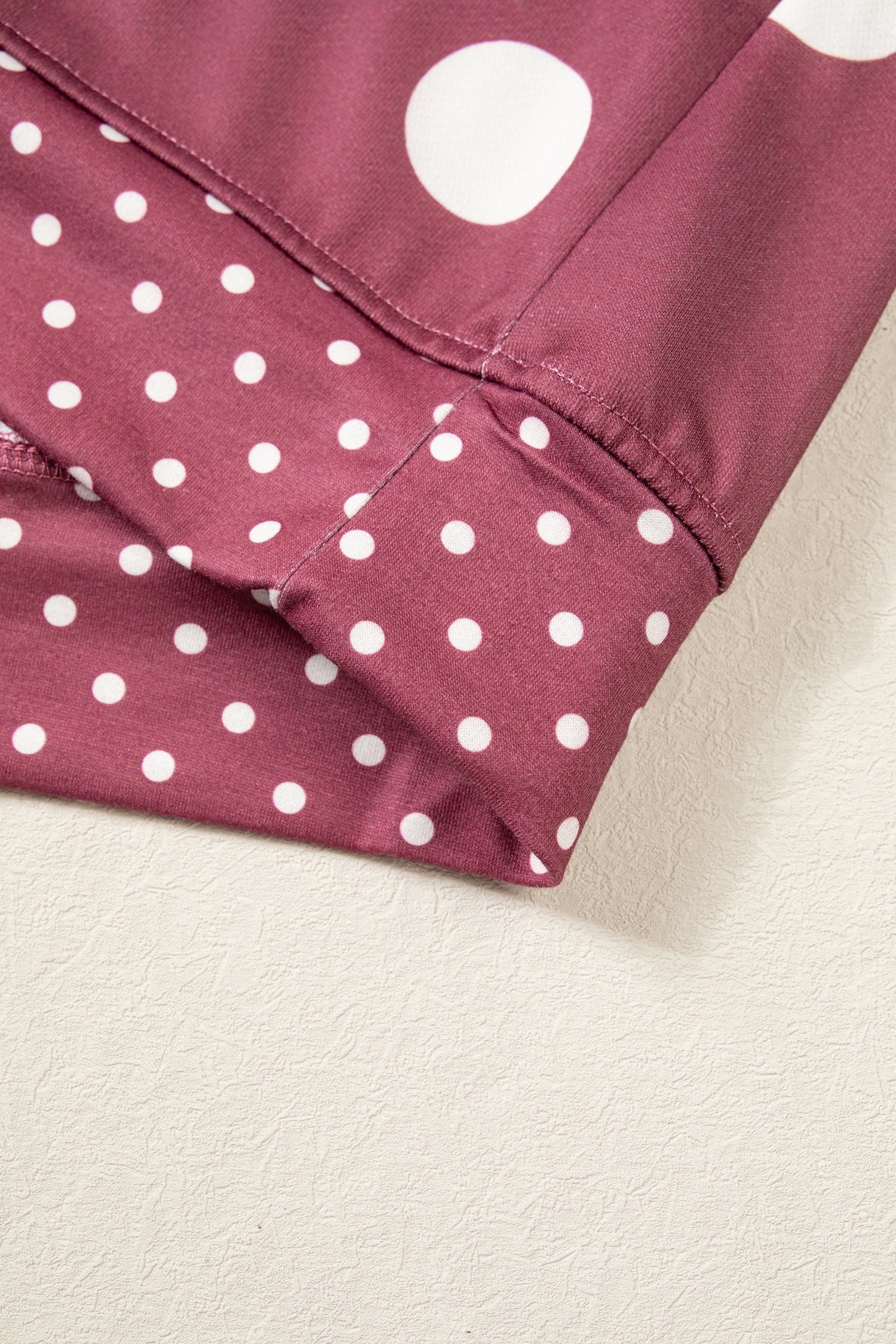 Pink Polka Dot Print Contrast Detail Oversized Tunic Sweatshirt