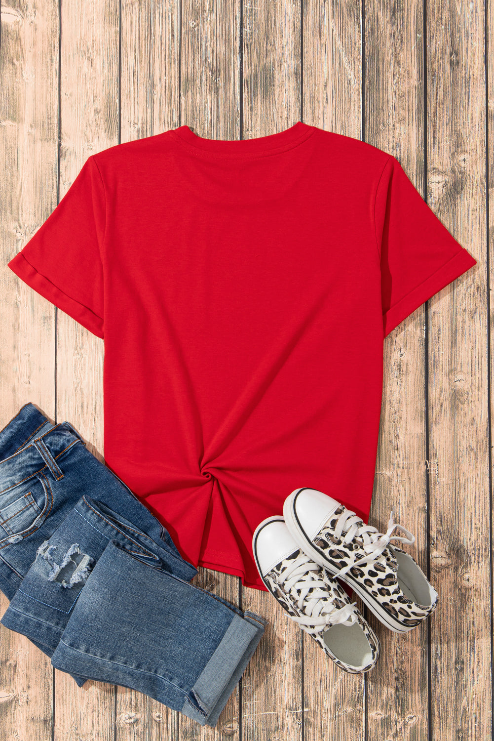 Yellow Cream Casual Plain Crew Neck Tee