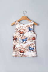 Brown Horse Hat Western Slim Tank Top