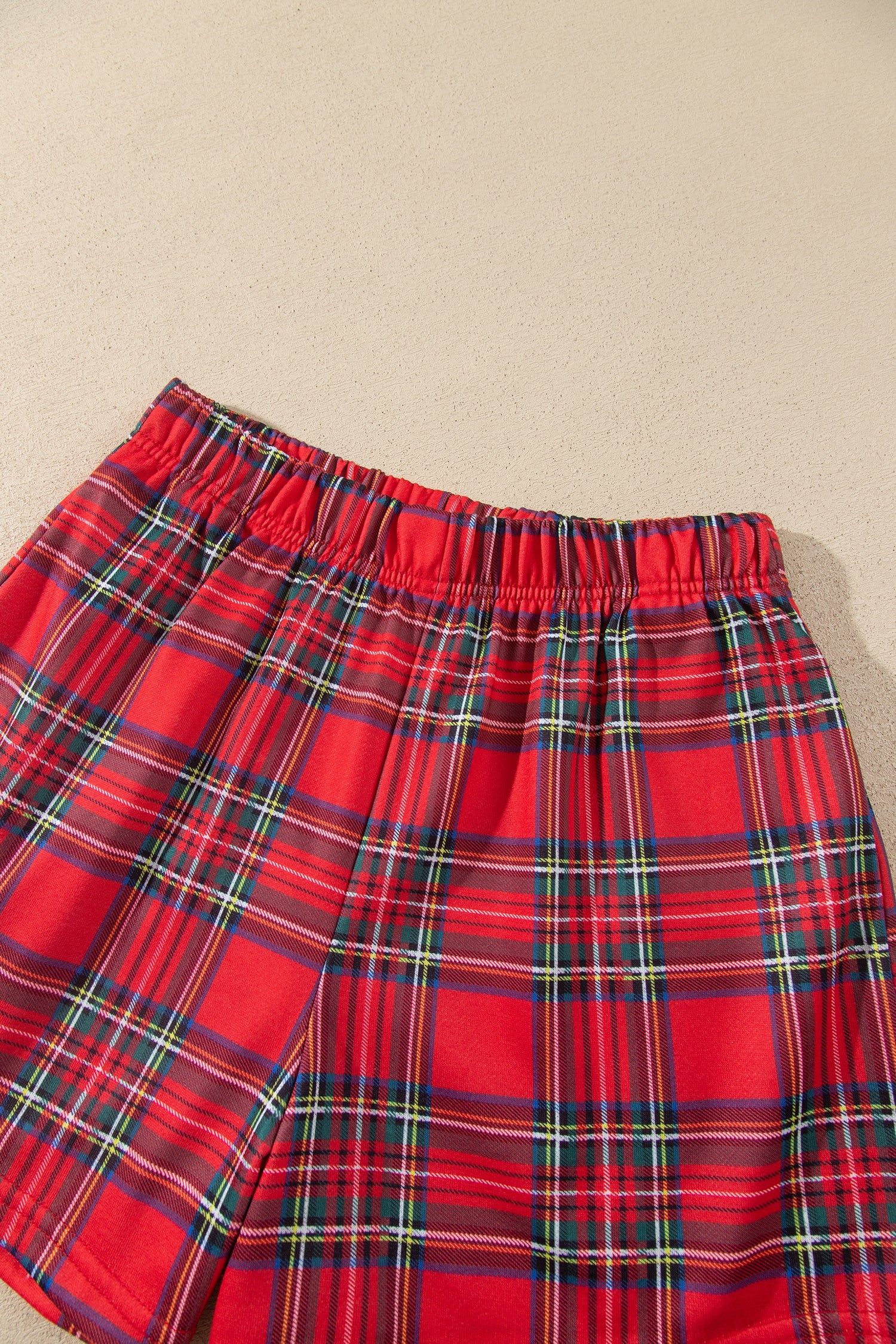 Red Plaid MERRY Holiday Long Sleeve Top and Shorts Set