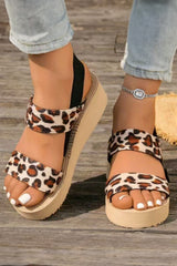 Thai Curry Leopard Double Straps Woven Textured Sole Casual Sandals