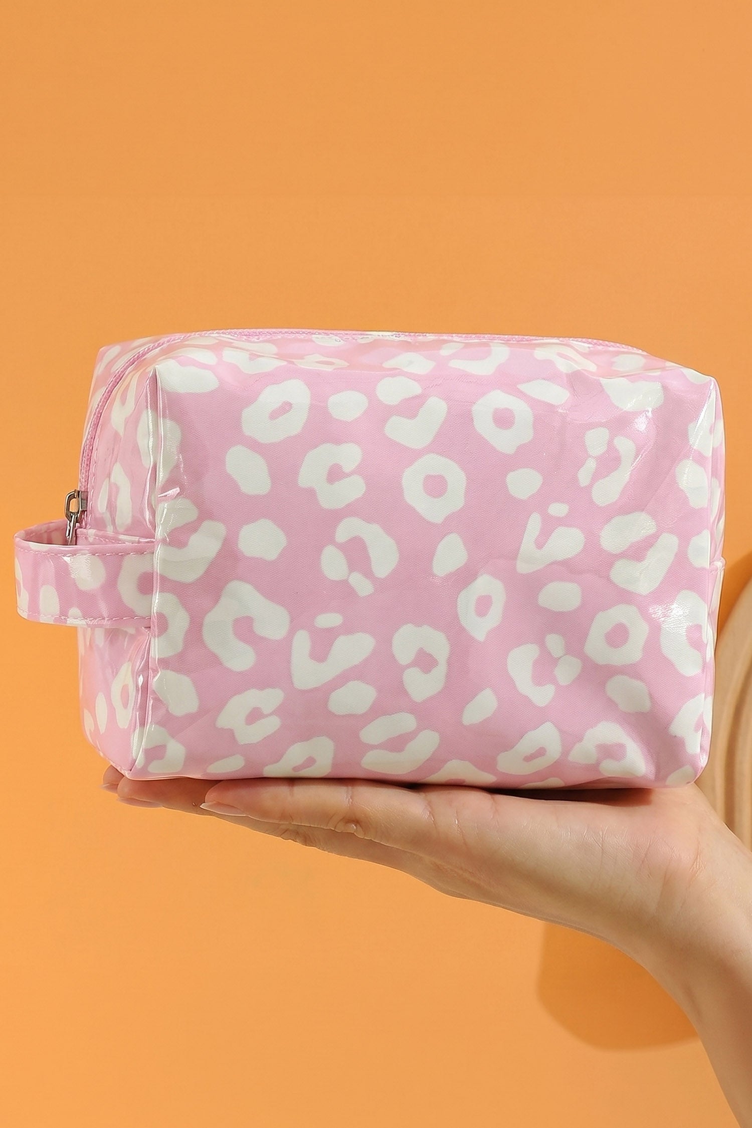 Blackish Green Leopard Print PVC Travel Makeup Organizer Cosmetic Bag
