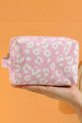 Blackish Green Leopard Print PVC Travel Makeup Organizer Cosmetic Bag