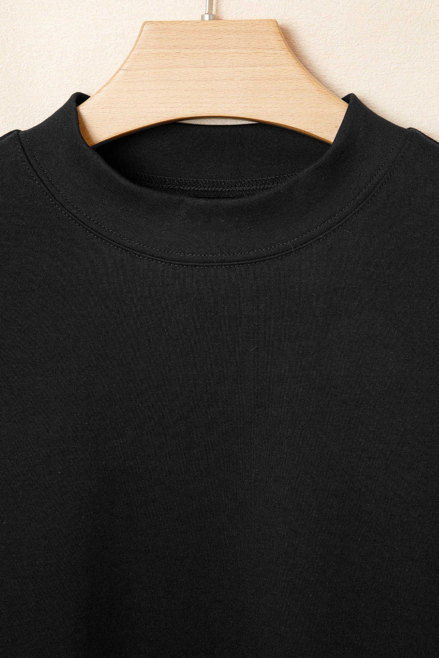 Dark Blue Solid Color High Neck Oversize Tee