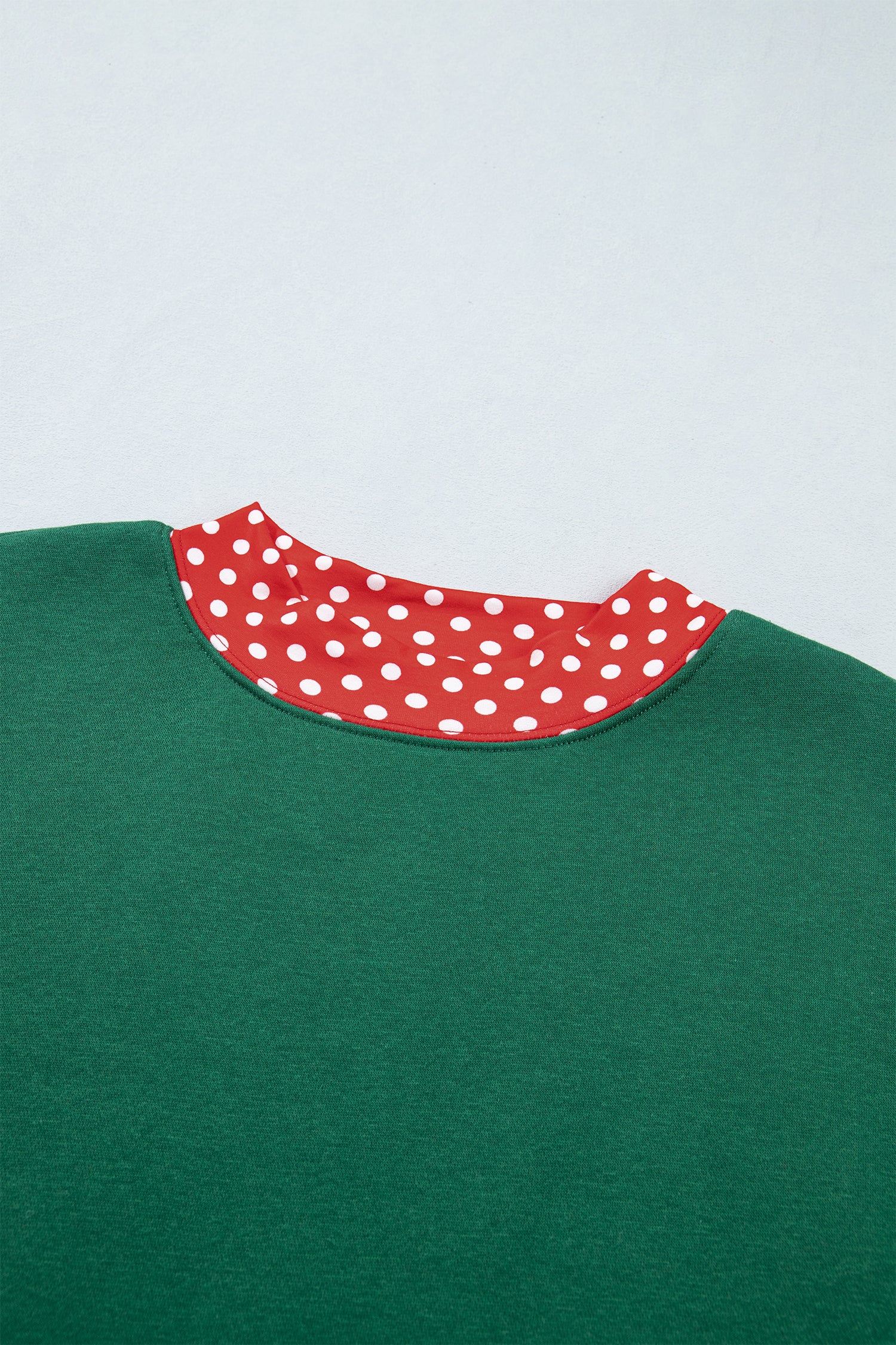 Navy Blue Polka Dot Trim Baggy Pullover 2pcs Short Set