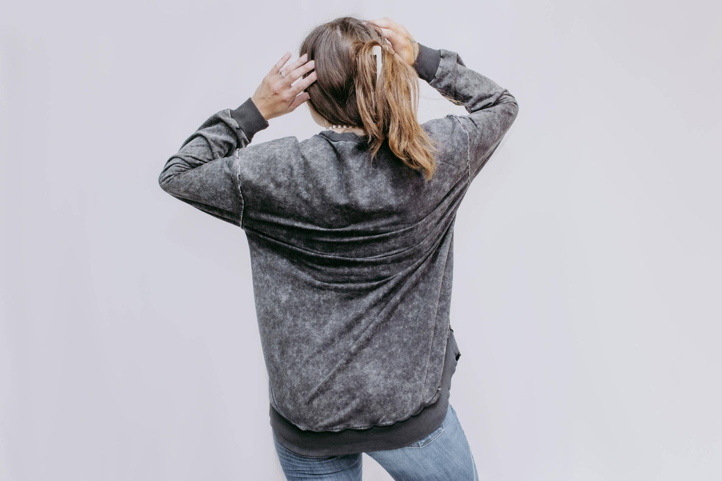 Basic Acid Washed Sweatshirt - Charcoal