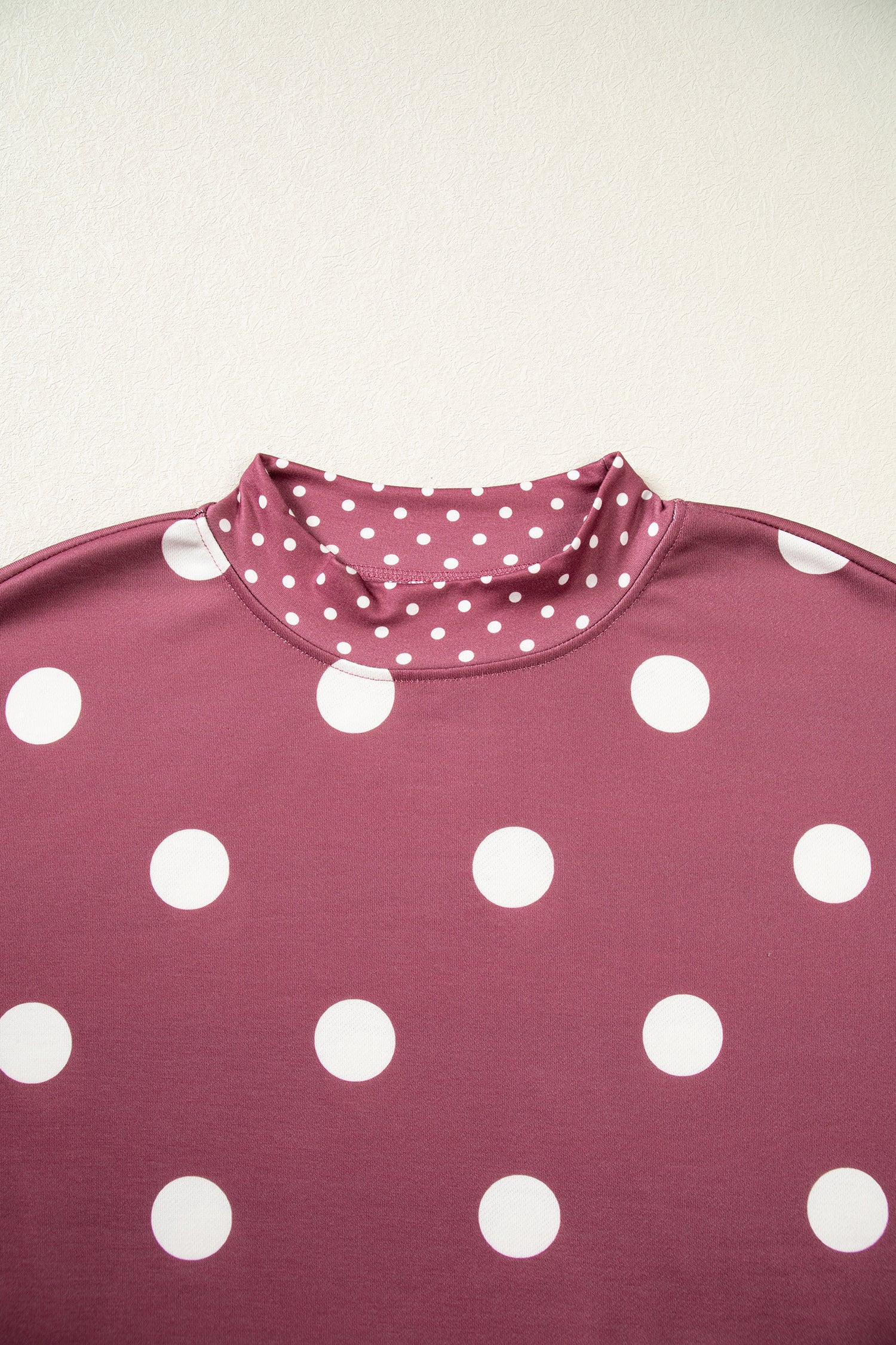 Pink Polka Dot Print Contrast Detail Oversized Tunic Sweatshirt