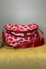White Pretty Checkerboard Canvas Double Zip Crossbody Bag