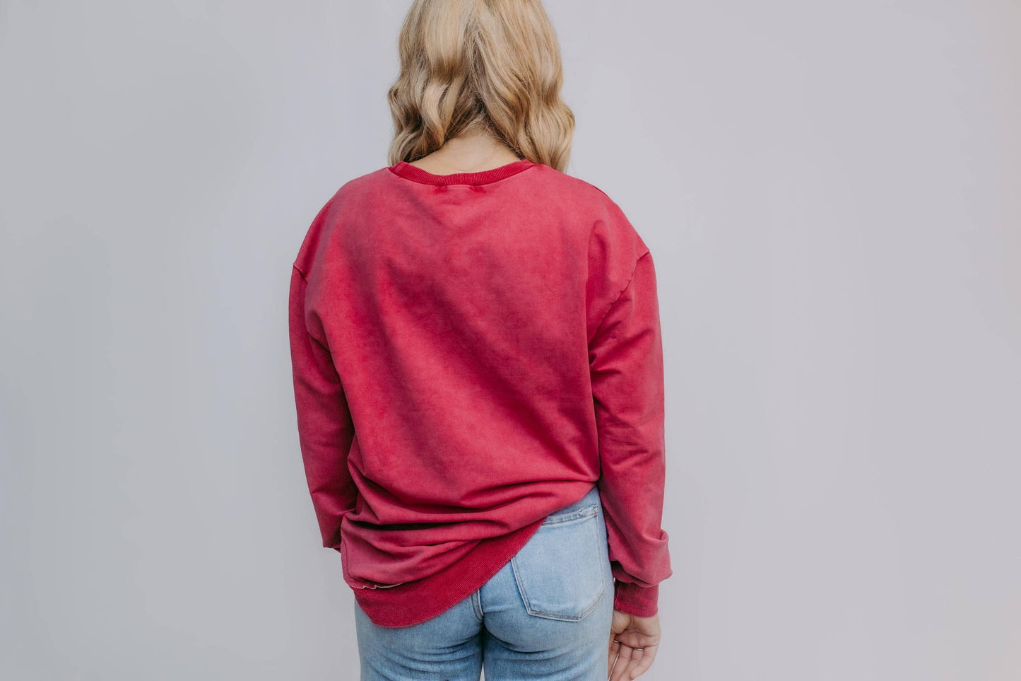 Basic Acid Washed Sweatshirt - Maroon