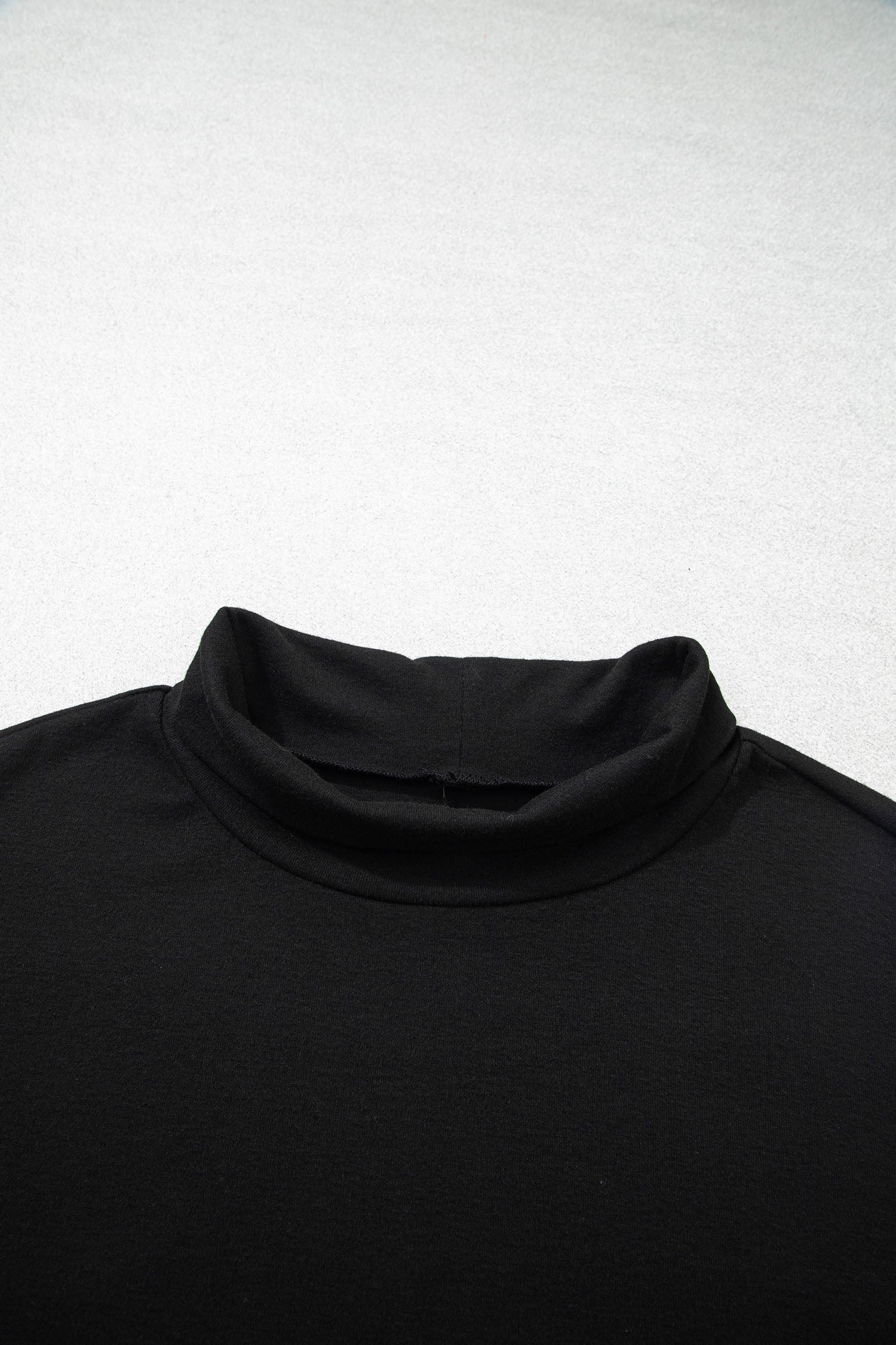 Smoke Gray High Neck Long Sleeve Top