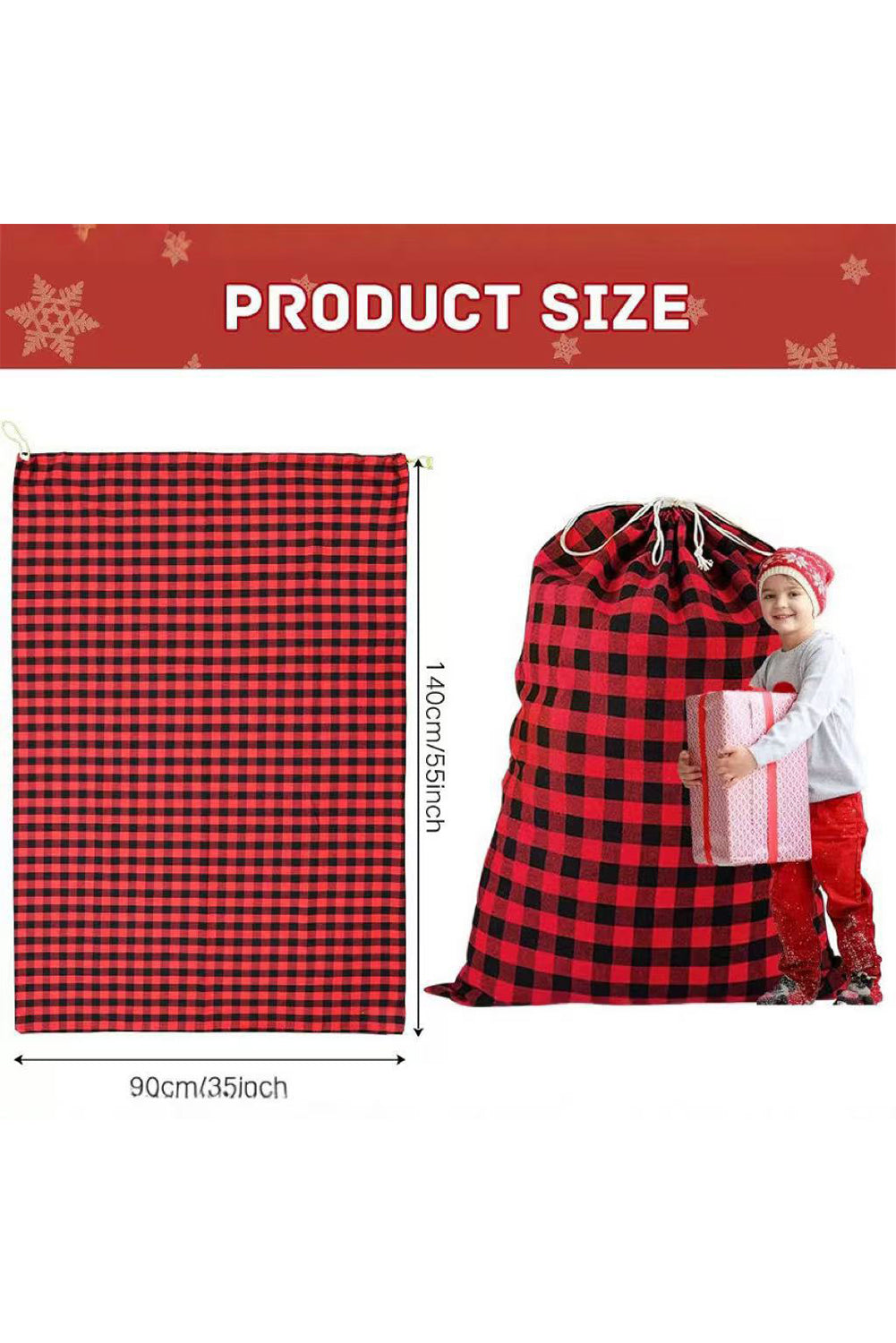 Fiery Red Buffalo Plaid Christmas Gift Bag