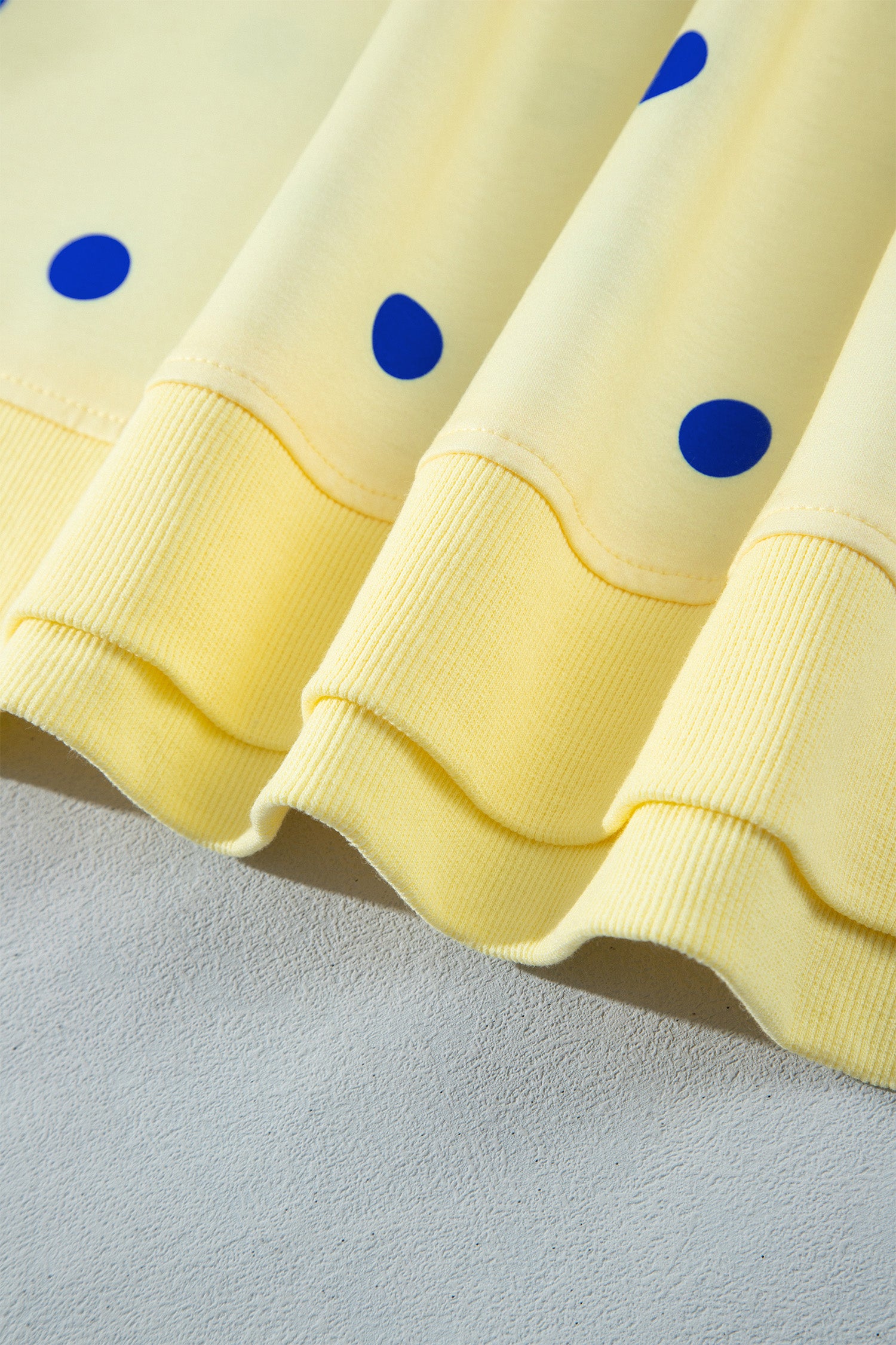 Yellow Polka Dot Loose Long Sleeve Split Hem Pullover Top