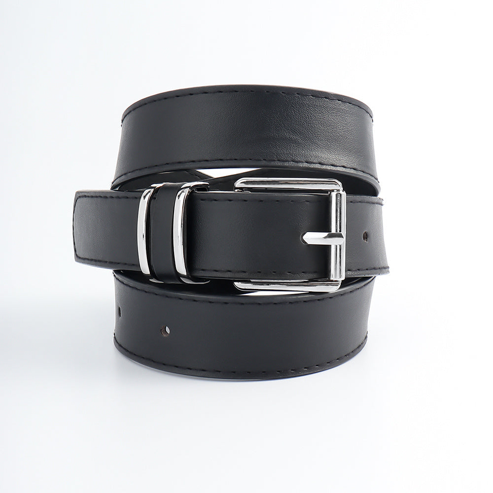 Simple Casual Retro Belt Metal Square Silver Button-head Fashion Collocation