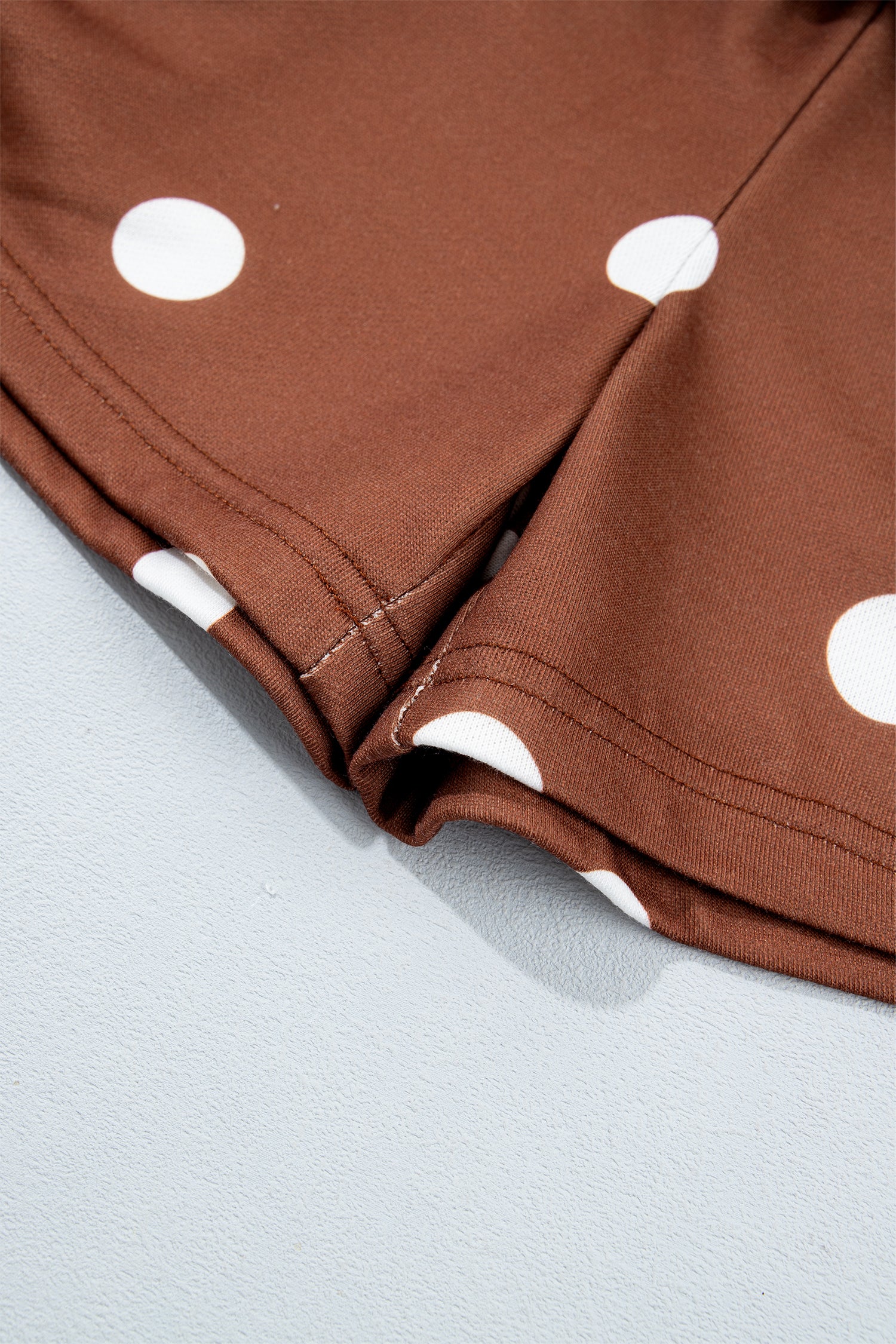 Brown Polka Dot Raw Hem Relaxed Pullover Loose Skort Two Piece Set