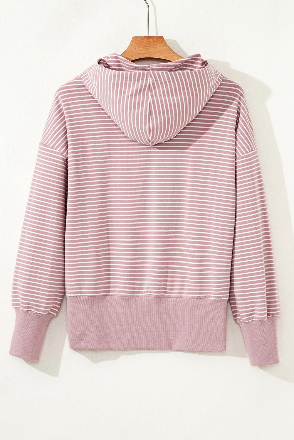 Purple Stripe Thumbhole Side Slits Drop Shoulder Loose Fit Hoodie