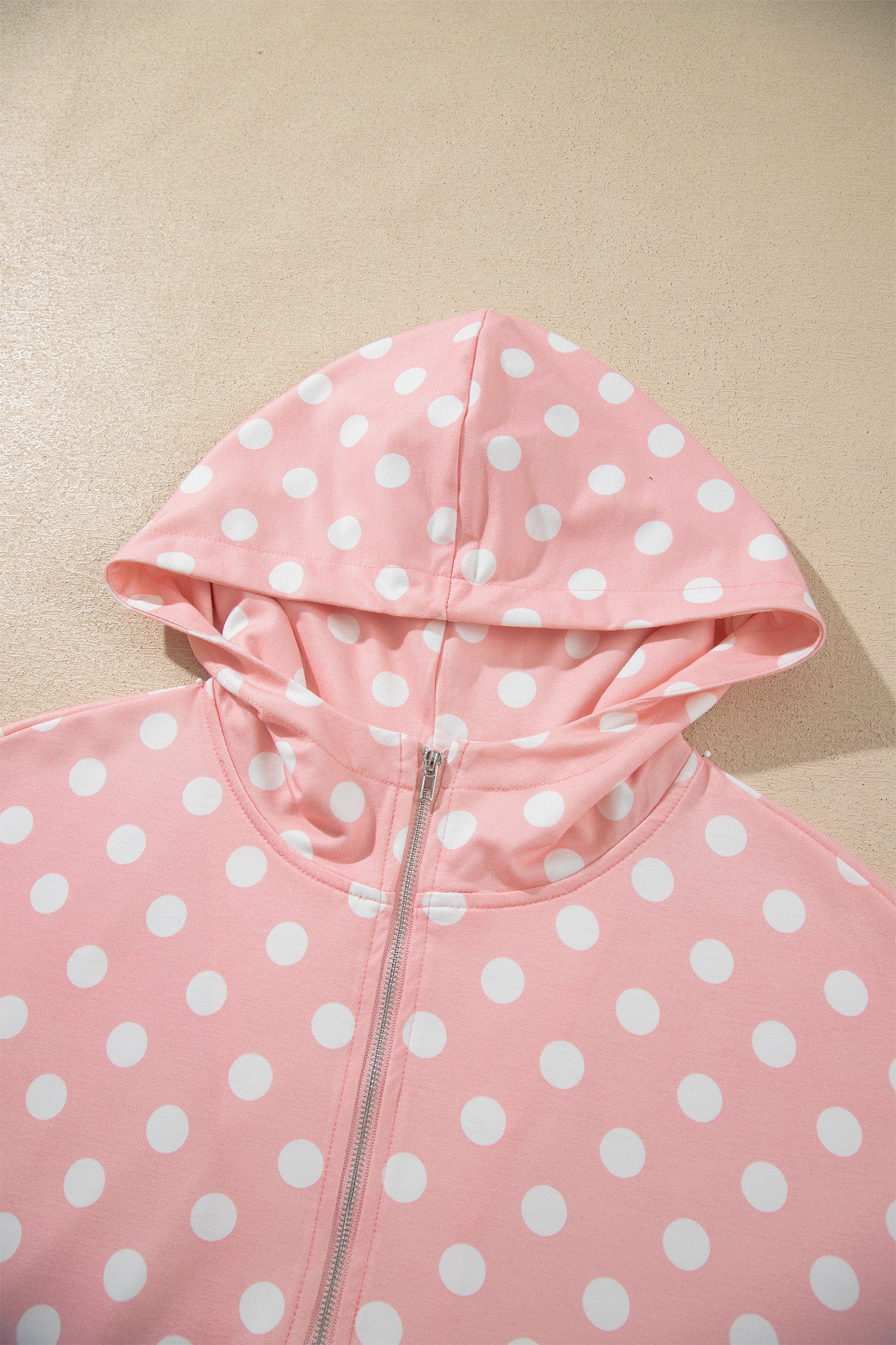 Orange Polka Dot Hooded Long Sleeve Top Casual Mini Skort Set